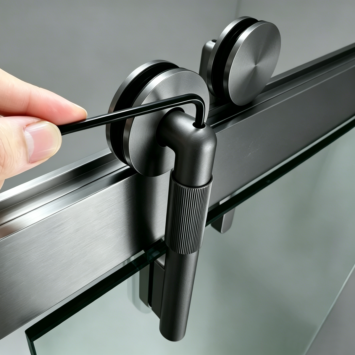 57-60*78 INCH Frameless Double Sliding Shower Door Glass Door,Shower Door ,(10mm) Thick SGCC Tempered Glass Door +Aluminium Alloy For Bathroom Door--Gunmetal