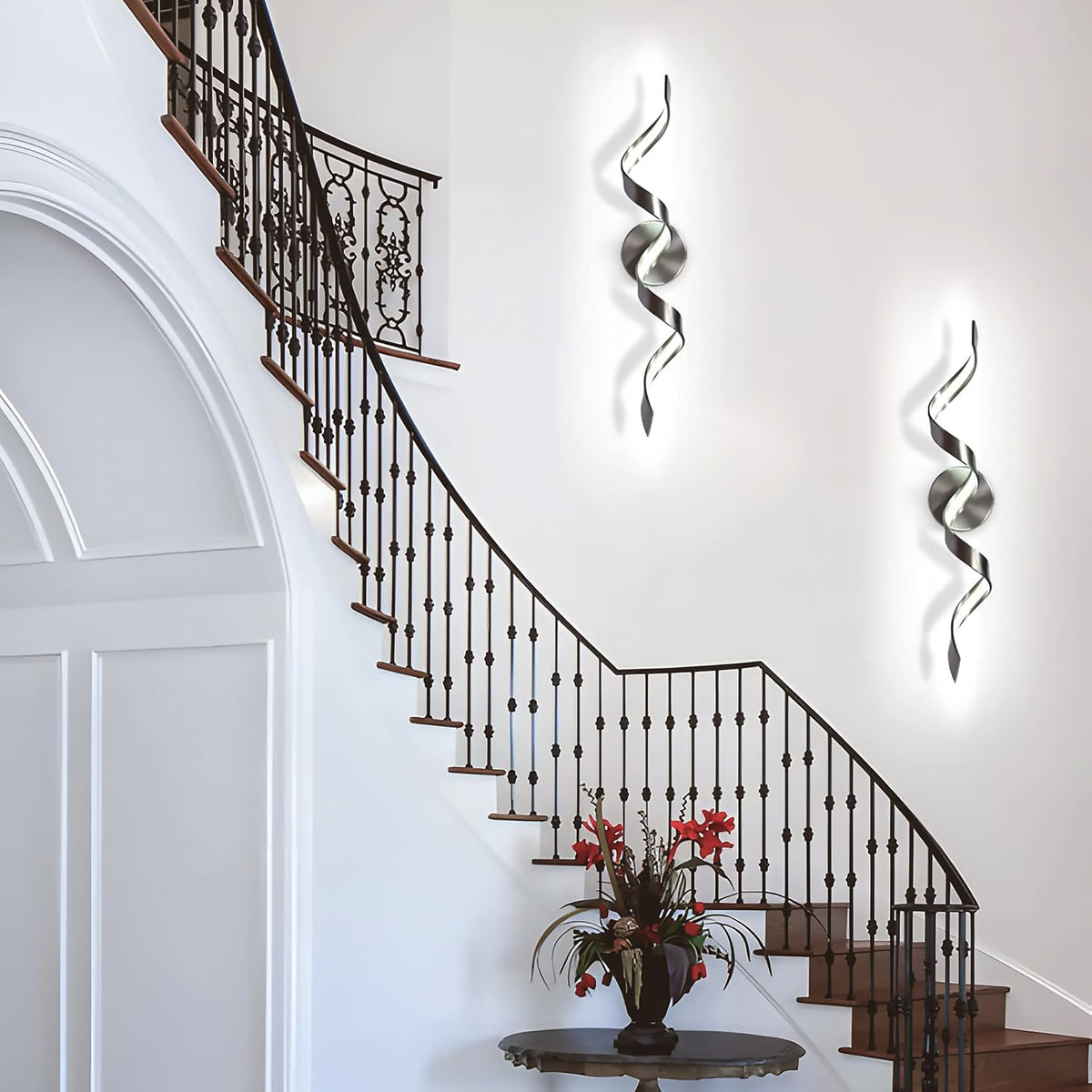 Modern LED Bathroom Vanity Lights, 24inch Black Bathroom Lighting Fixture Over Mirror 15W Spiral Design LED Wall Light Fixtures--SN