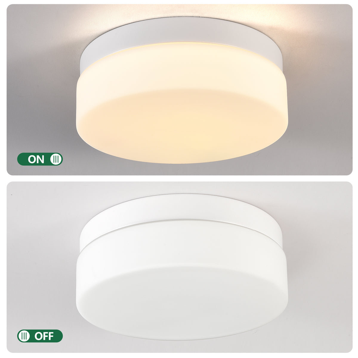 1 PACK LED Flush Mount Ceiling Light Fixture, Modern Kitchen Recessed Ceiling Lamp 24W 12 Inch Closet Round Surface for Bathroom Laundry Bedroom Hallway(White)