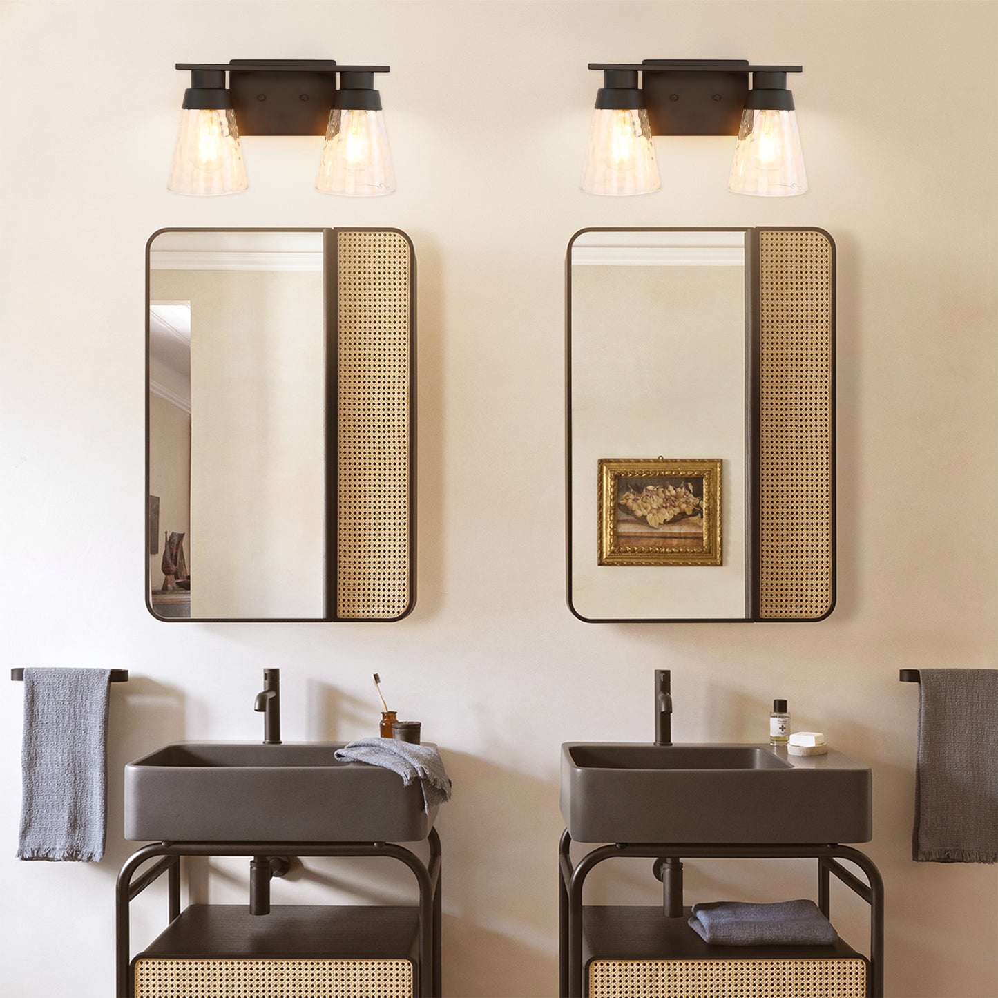 Modern Gold Vanity Lighting Fixture, 2 Lights Above Mirror, Frosted Glass Wall Sconce for Bathroom, Hallway, Bedroom with E26 Socket