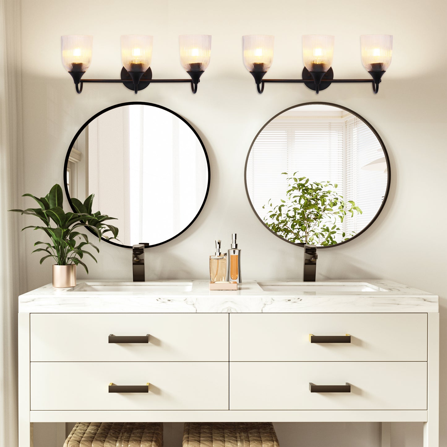 Bathroom Vanity Light Fixture, 3 Light Modern Gold Vanity Lighting fixtures, Bathroom Lighting Fixtures Over Mirror, Bathroom Wall Lamp with Clear Glass for Bathroom, Hallway, Bedroom with E26 Socket