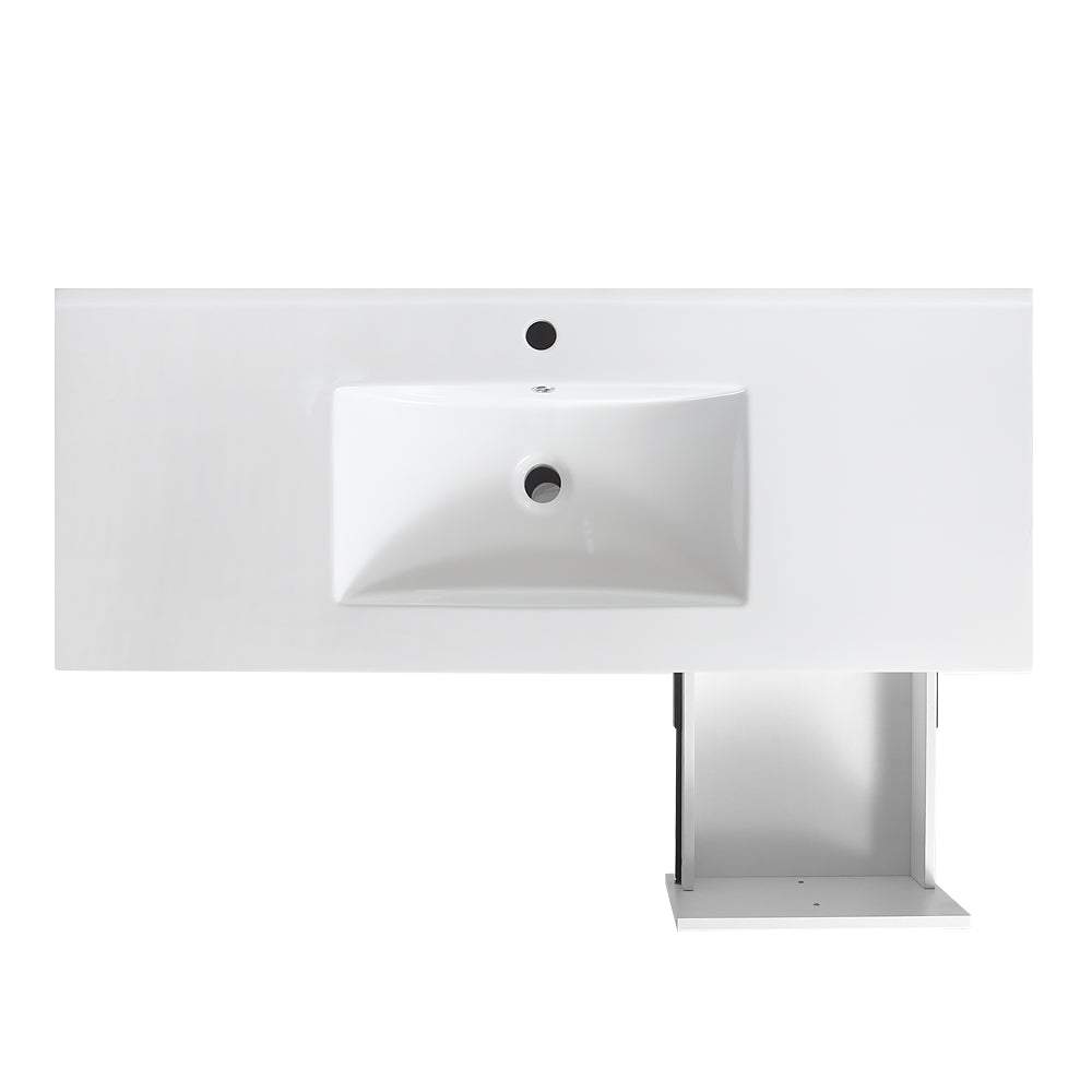 48'' Bathroom Vanity with Top Sink, Bathroom Storage Cabinet with 2 Soft Closing Doors and 3 Drawers, Single Sink Bathroom Vanity. White