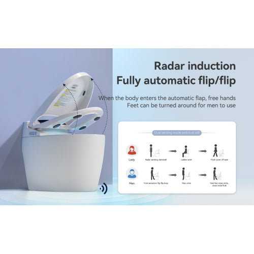 Modern Smart Toilet with Built-in Bidet - Auto Seat Flush & Warm Air Dryer-KPUY