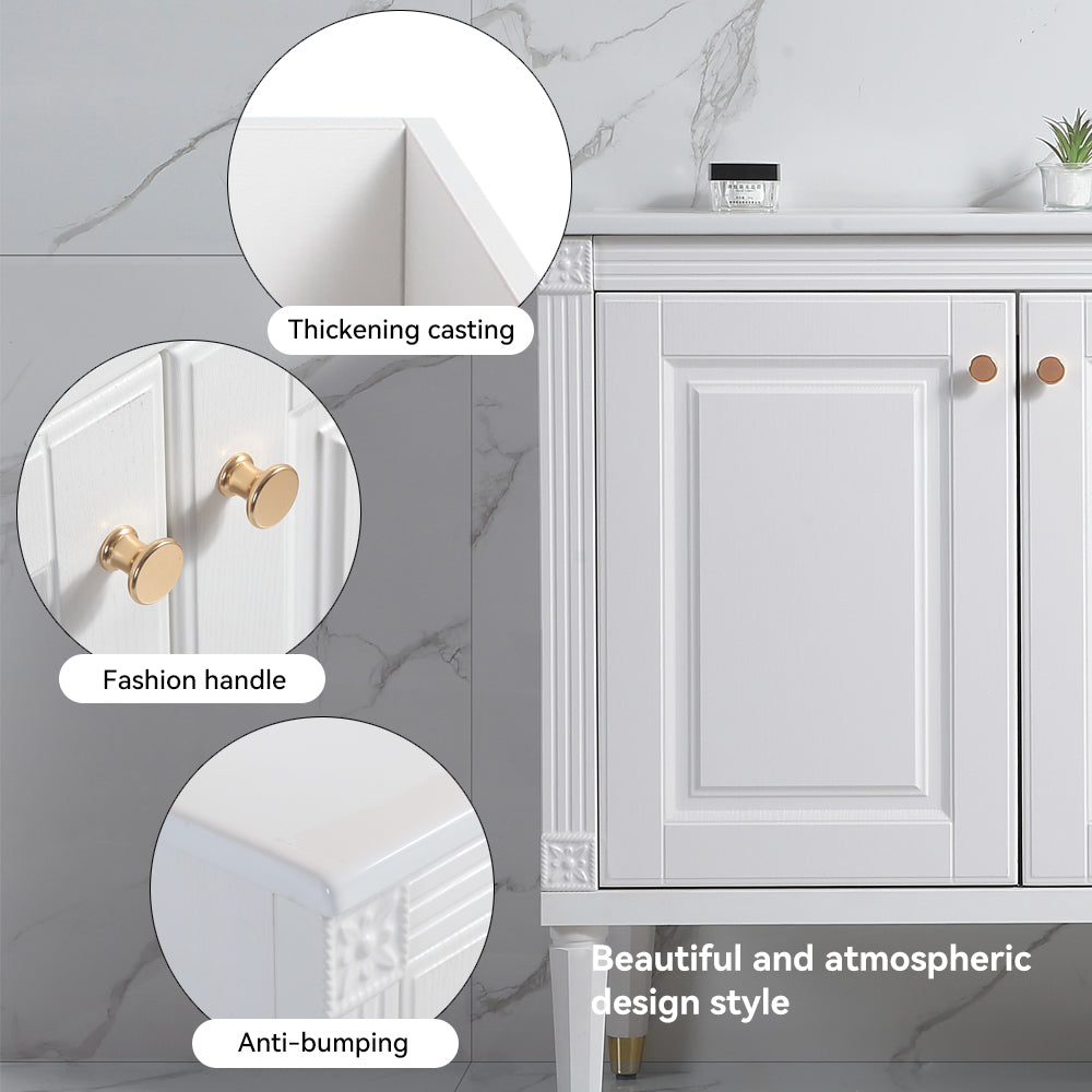 48'' Bathroom Vanity with Top Sink, Bathroom Storage Cabinet with 2 Soft Closing Doors and 3 Drawers, Single Sink Bathroom Vanity. White