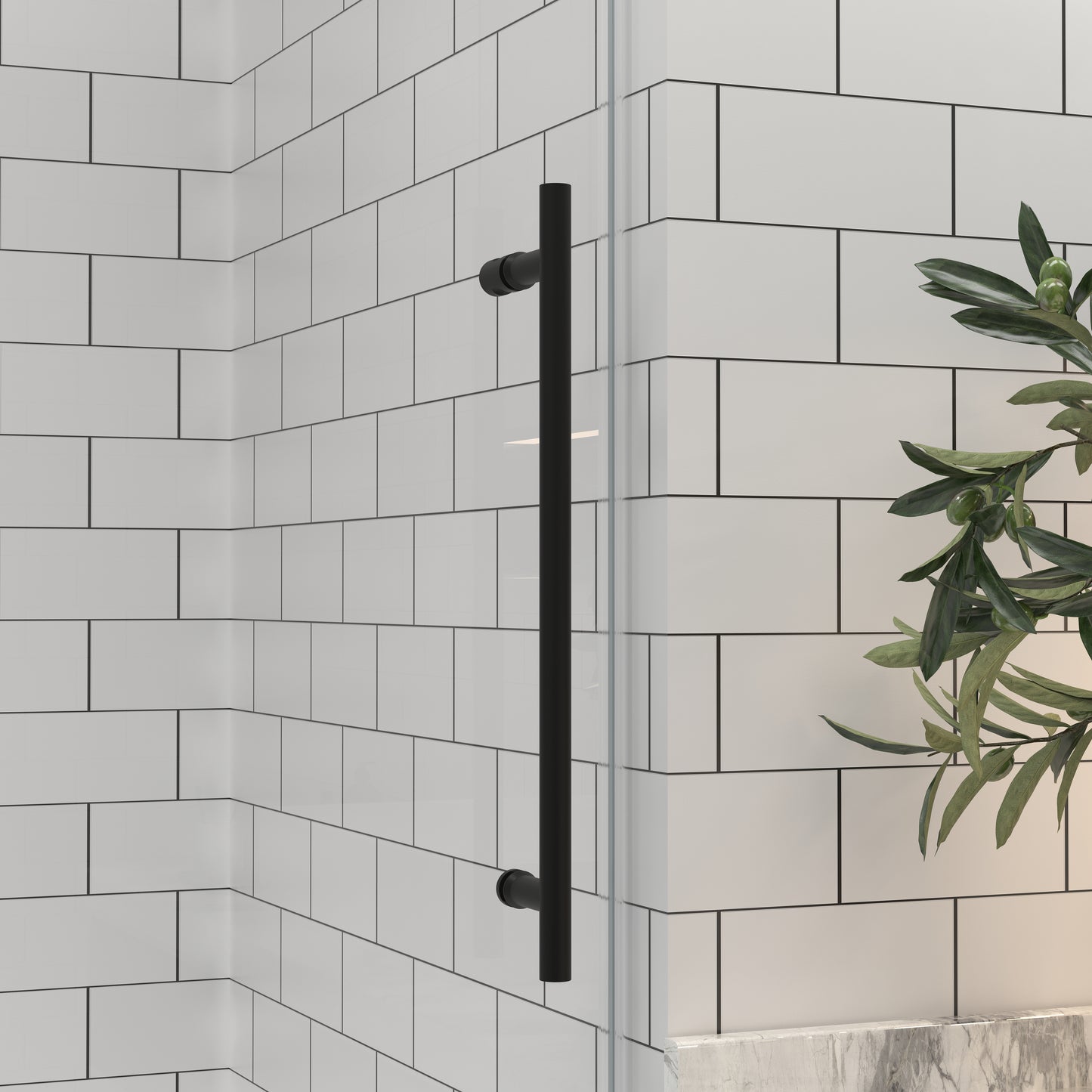 KPUY 2517 Black/Silver/Gold Frameless Shower Door, Sliding Glass Shower Door, 5/16" (8mm) Thick Tempered Clear Glass with Explosion-Proof Film Nano Coating, Stainless Steel Hardware