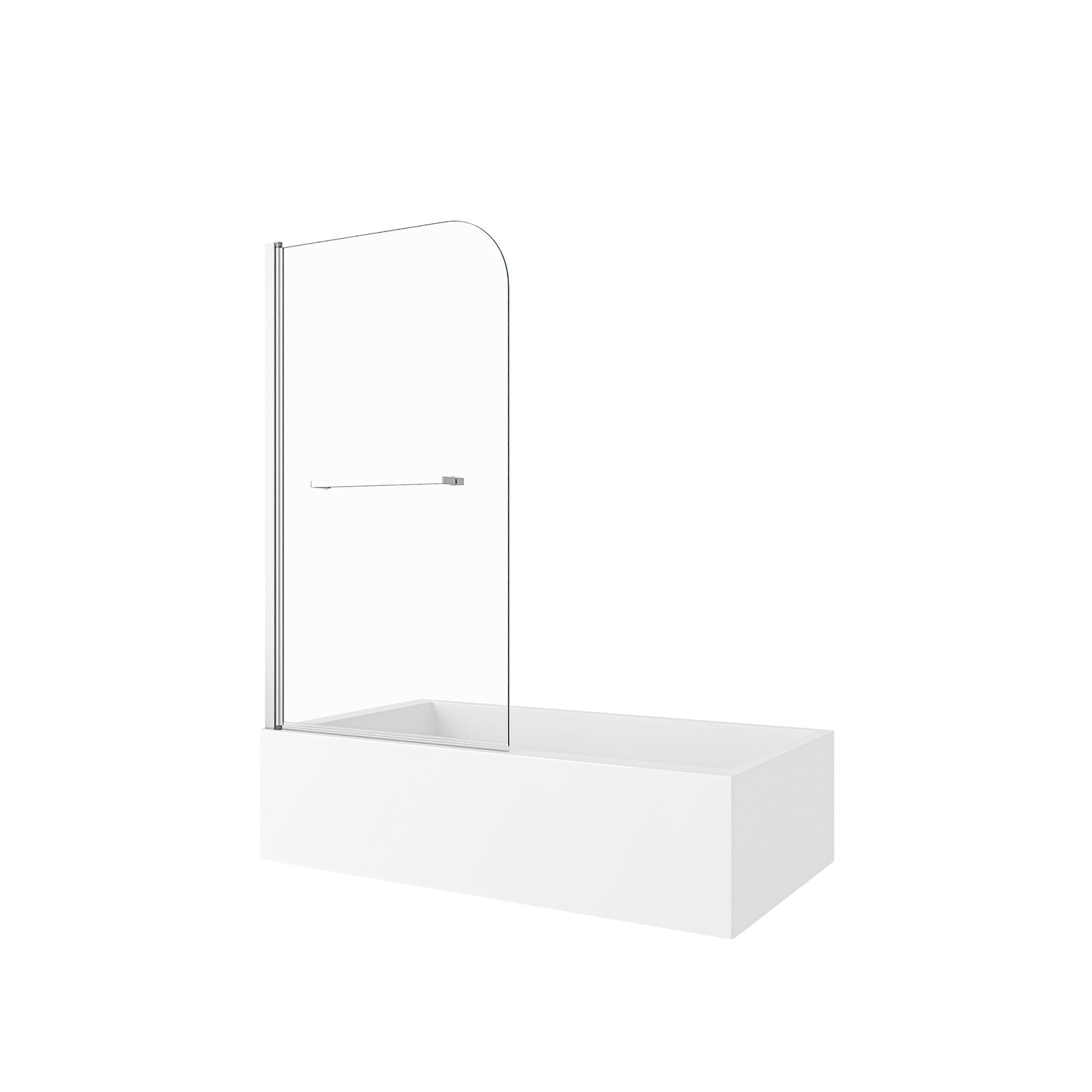 KPUY 32" x 55" Frameless Bathtub Screen | 180° Pivot Shower Door | Reversible