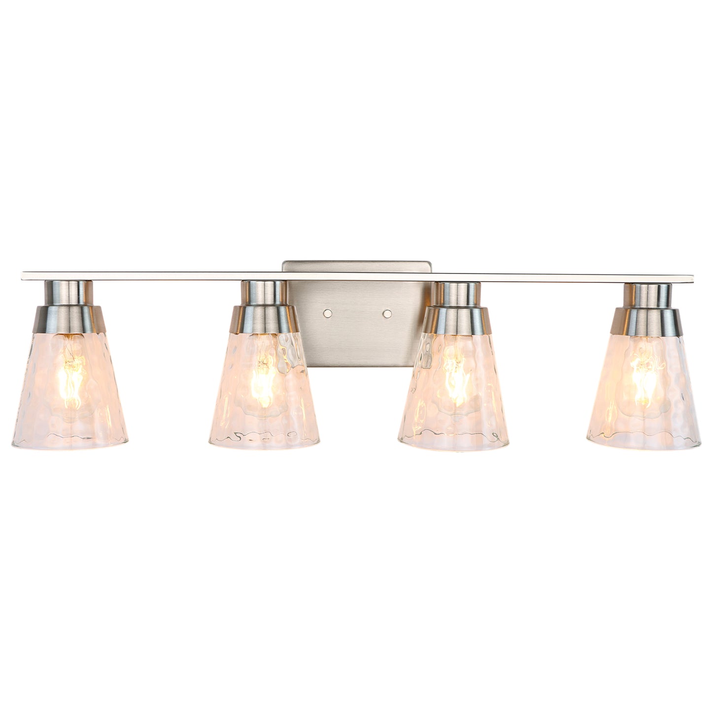 Modern Gold Vanity Lighting Fixture, 4 Light Over Mirror, Wall Lamp with Clear Glass for Bathroom, Hallway, Bedroom with E26 Socket