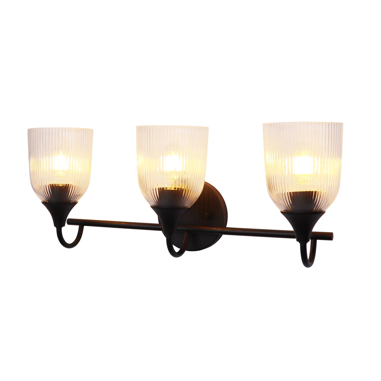 Bathroom Vanity Light Fixture, 3 Light Modern Gold Vanity Lighting fixtures, Bathroom Lighting Fixtures Over Mirror, Bathroom Wall Lamp with Clear Glass for Bathroom, Hallway, Bedroom with E26 Socket