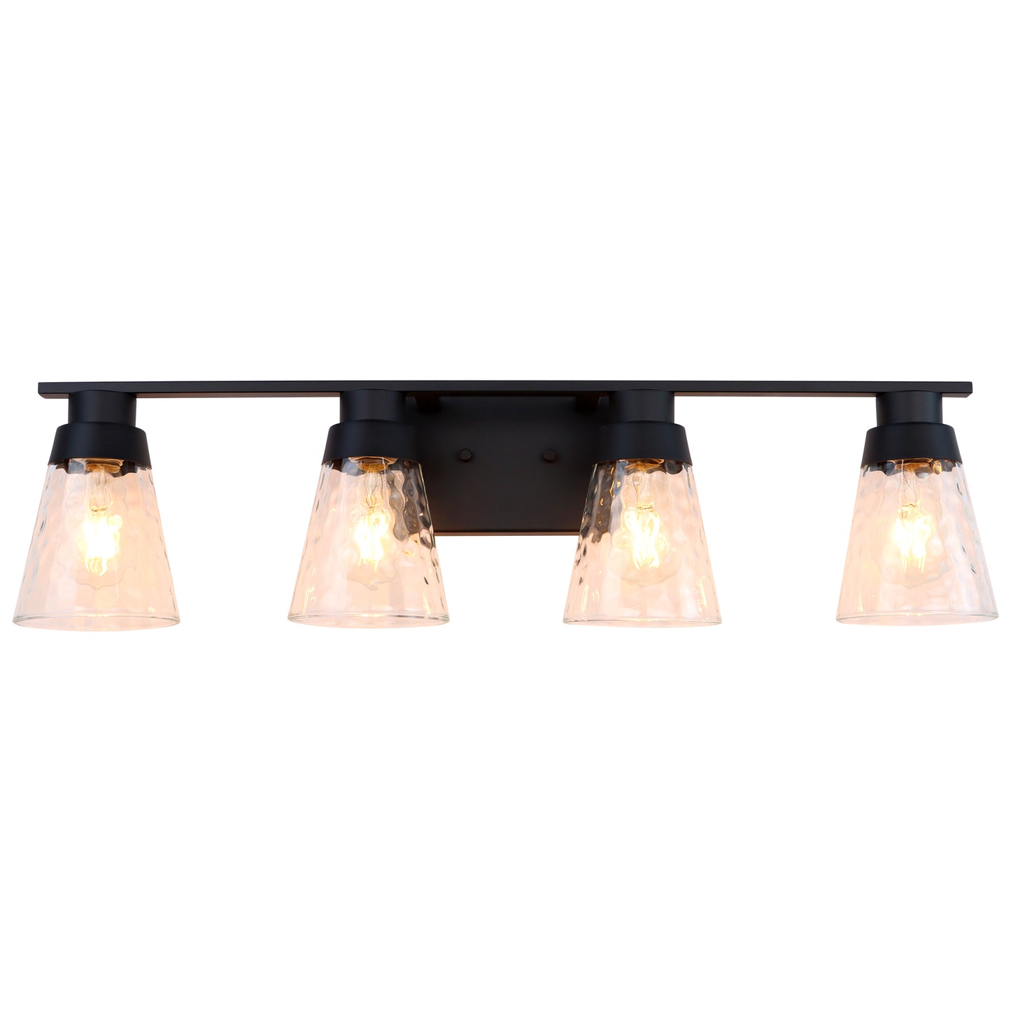 Modern Gold Vanity Lighting Fixture, 4 Light Over Mirror, Wall Lamp with Clear Glass for Bathroom, Hallway, Bedroom with E26 Socket
