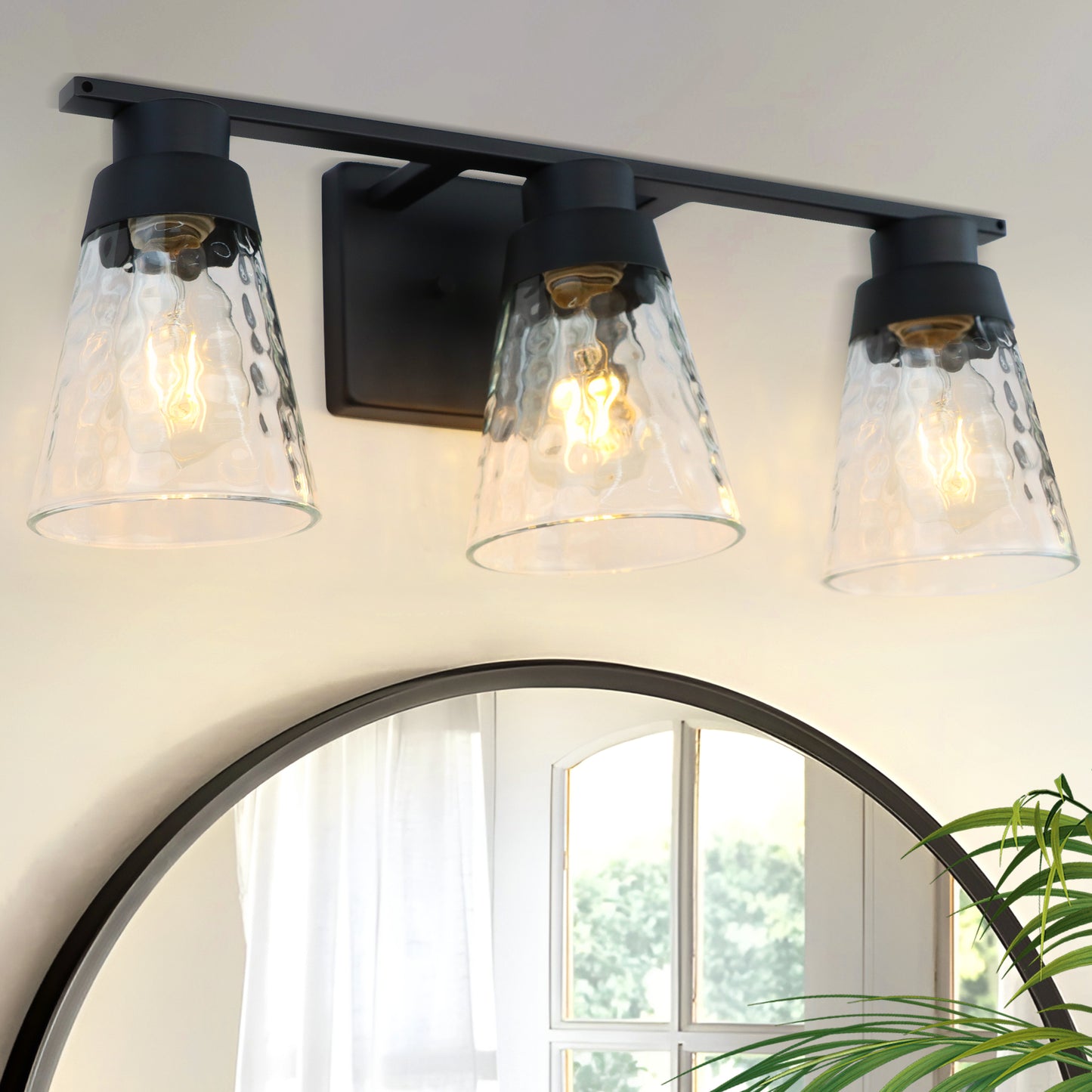 Bathroom Vanity Light Fixtures, 3 Light Modern Gold Vanity Lighting Fixtures, Bathroom Above Mirror Lighting Fixtures, Bathroom Wall Sconce with Clear Glass for Bathroom, Hallway, Bedroom with E26 Socket