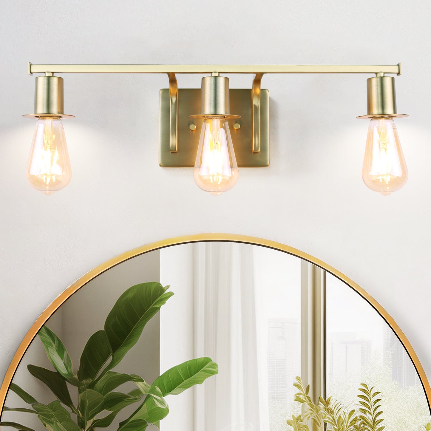 Modern Gold Vanity Lighting Fixture, 3 Lights Above Mirror, Frosted Glass Wall Sconce for Bathroom, Hallway, Bedroom with E26 Socket