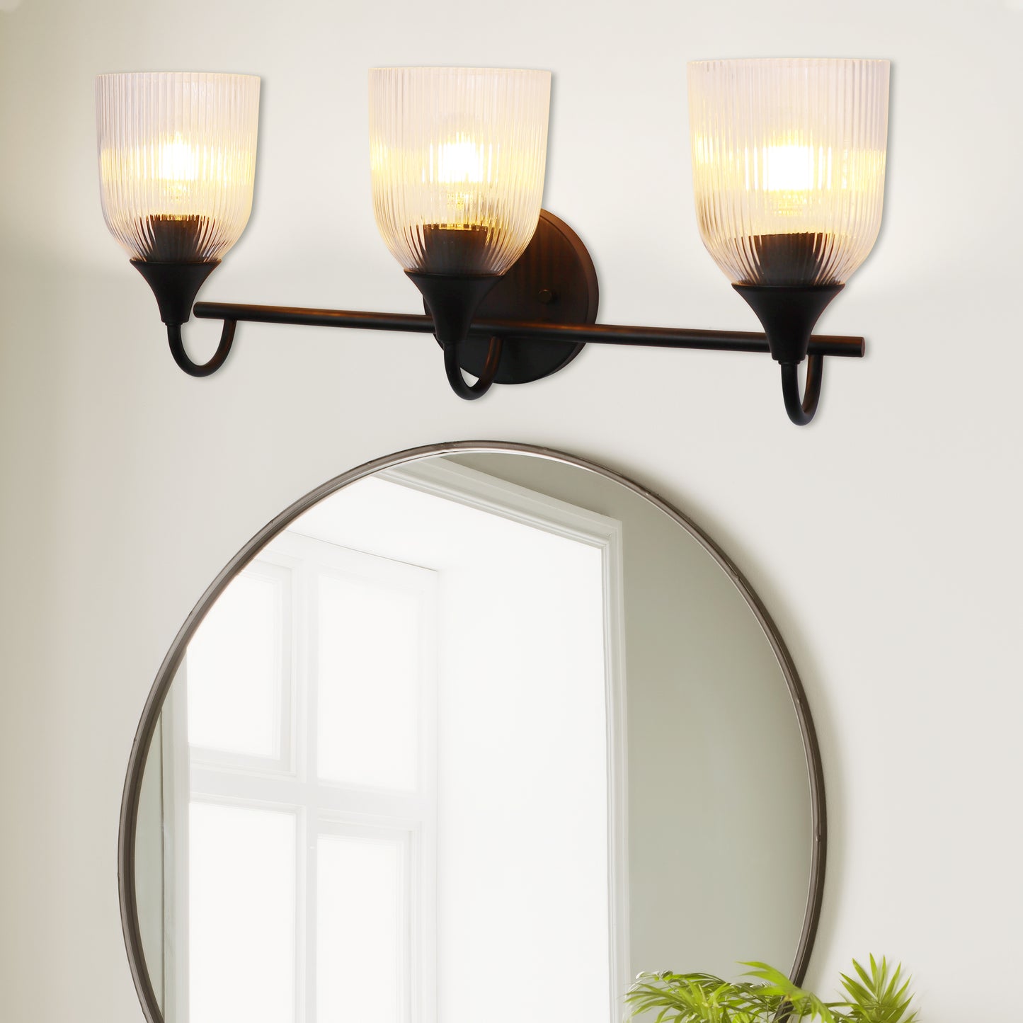 Bathroom Vanity Light Fixture, 3 Light Modern Gold Vanity Lighting fixtures, Bathroom Lighting Fixtures Over Mirror, Bathroom Wall Lamp with Clear Glass for Bathroom, Hallway, Bedroom with E26 Socket