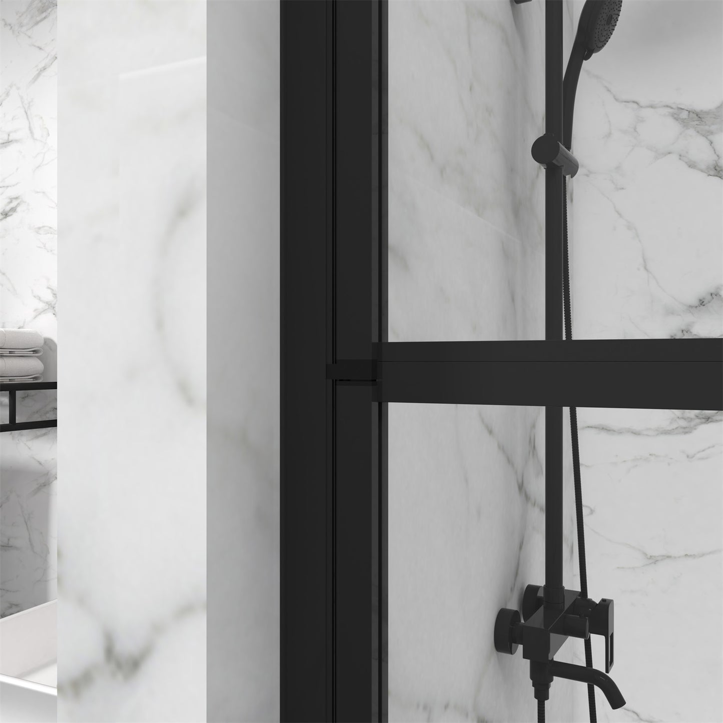 KPUY Goodyo Bathtub Screen Panel Shower Door 180° Pivot, Black