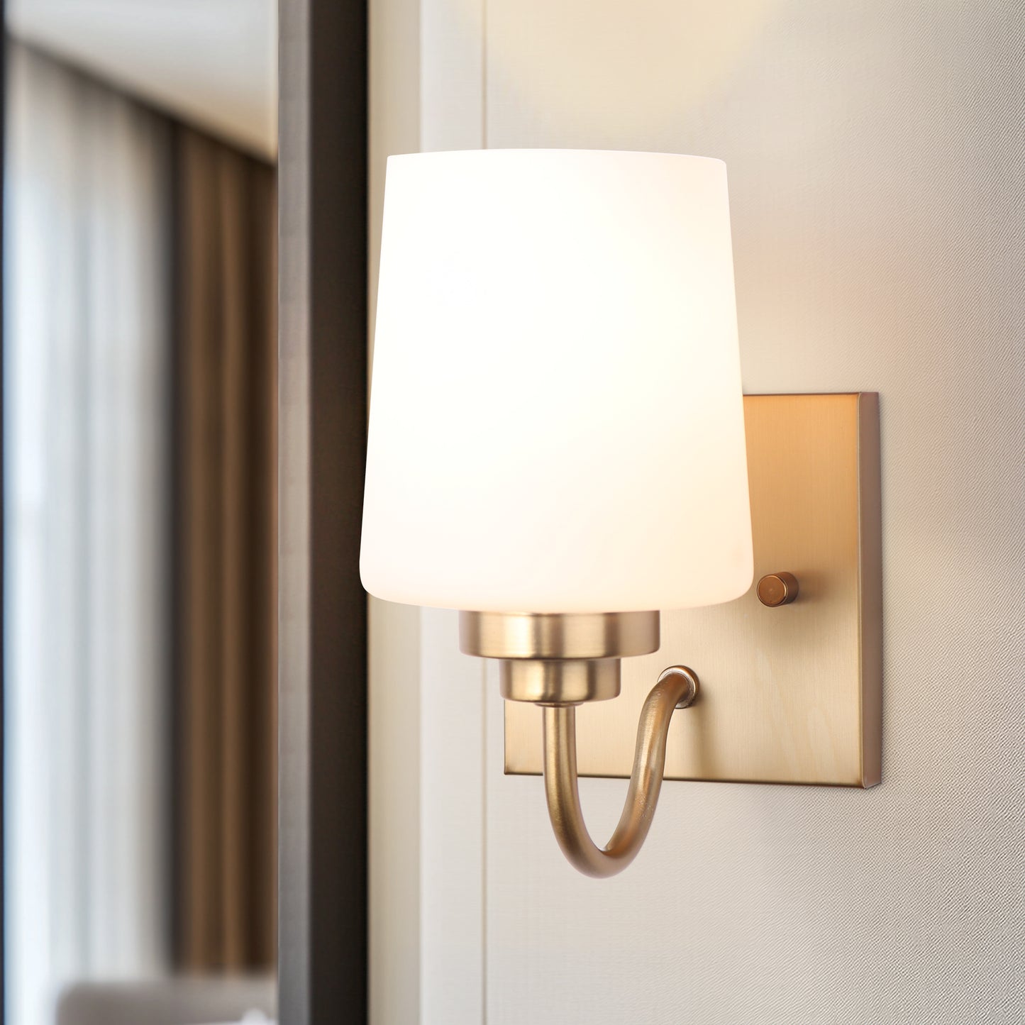 Bathroom Vanity Light Fixture, 1 Light Modern Gold Vanity Lighting Fixture, Lighting Fixture Over Mirror, Wall Sconce with Frosted Glass for Hallway, Bedroom with E26 Socket