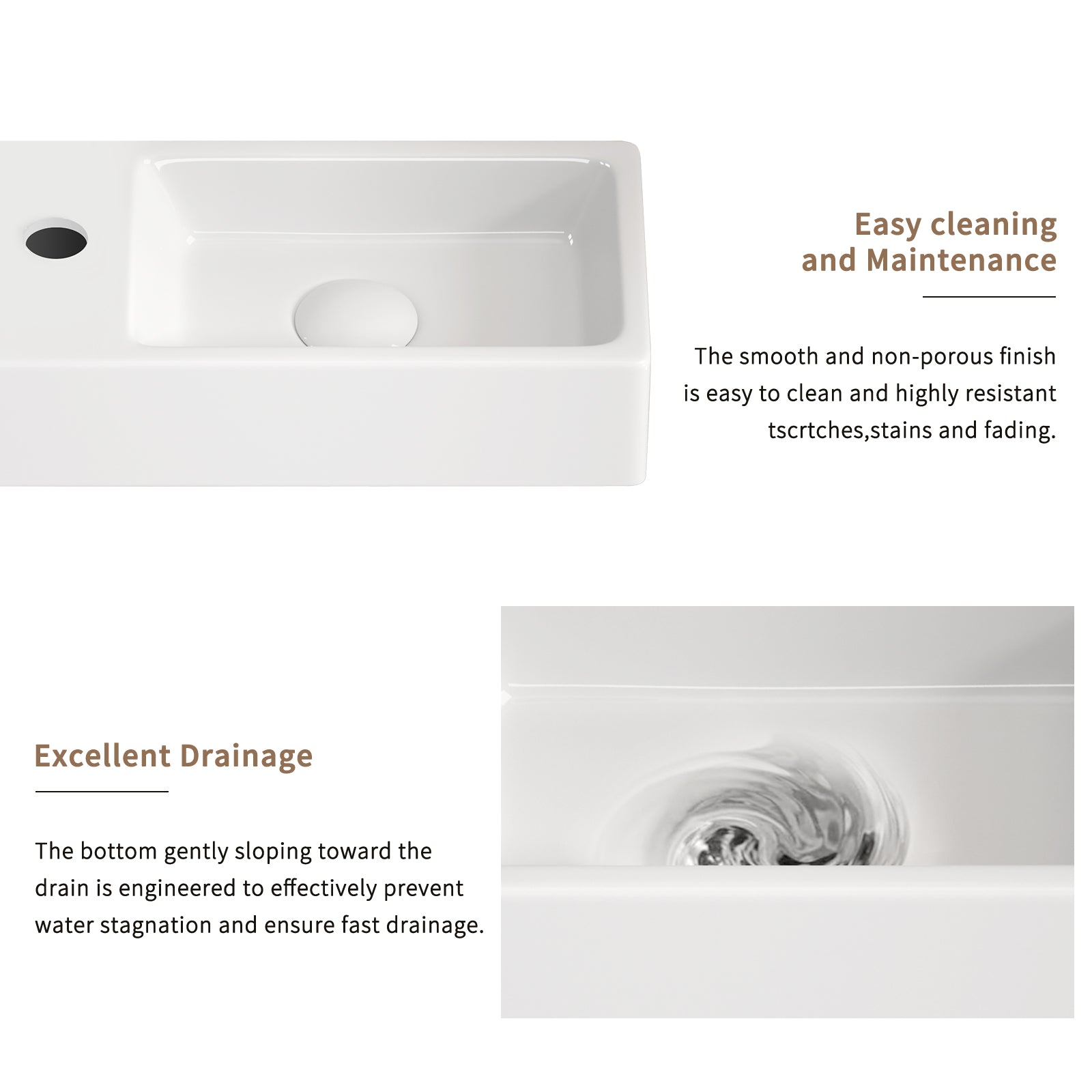 KPUY 14.5" Wall-Mounted Small Bathroom Sink Set | Porcelain Basin + Faucet & Drain | Space-Saving Design