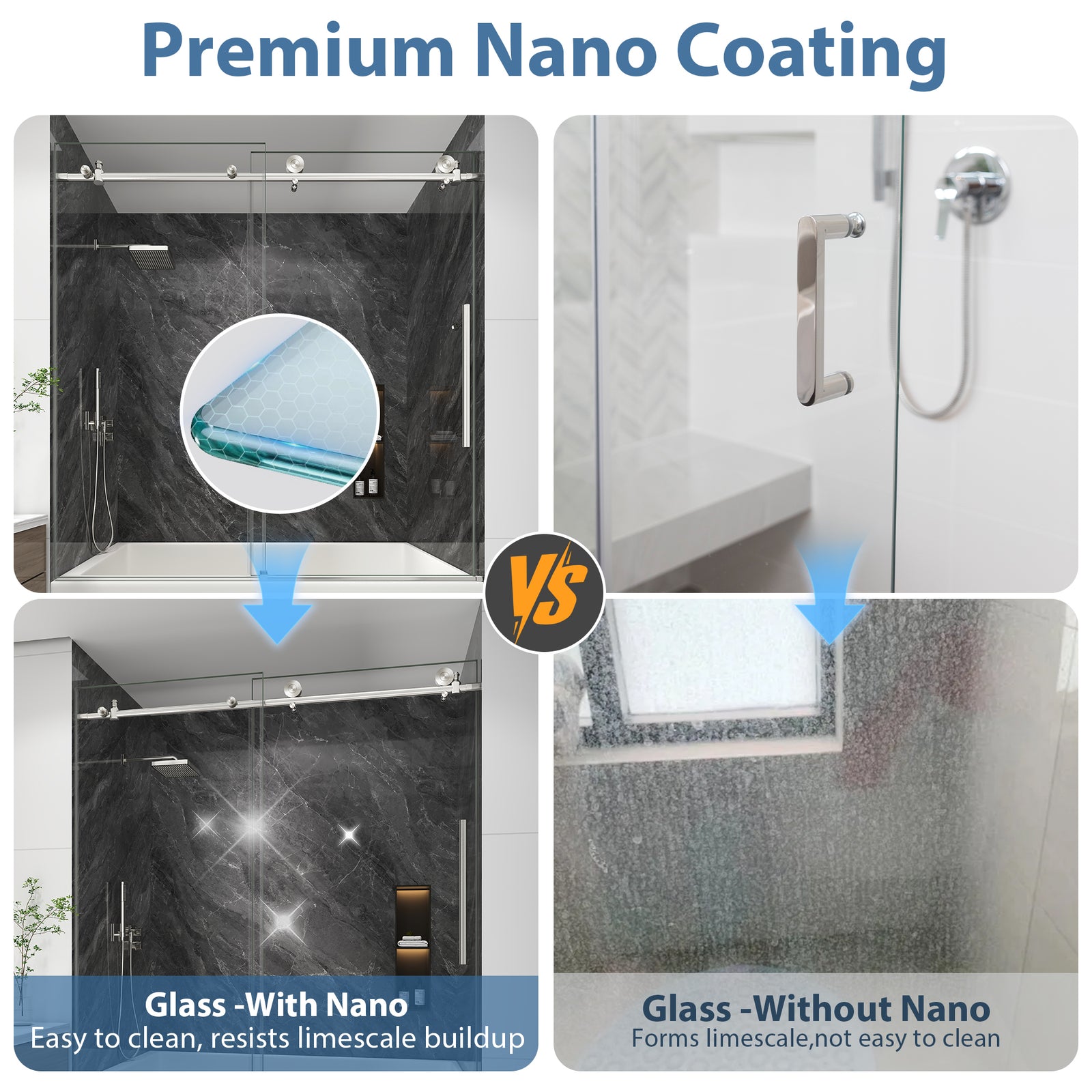 KPUY Frameless Stainless Steel Sliding Bathtub Door, 1/4" Tempered Glass, Brushed Nickel – 49–54" & 55–60" W x 60" H
