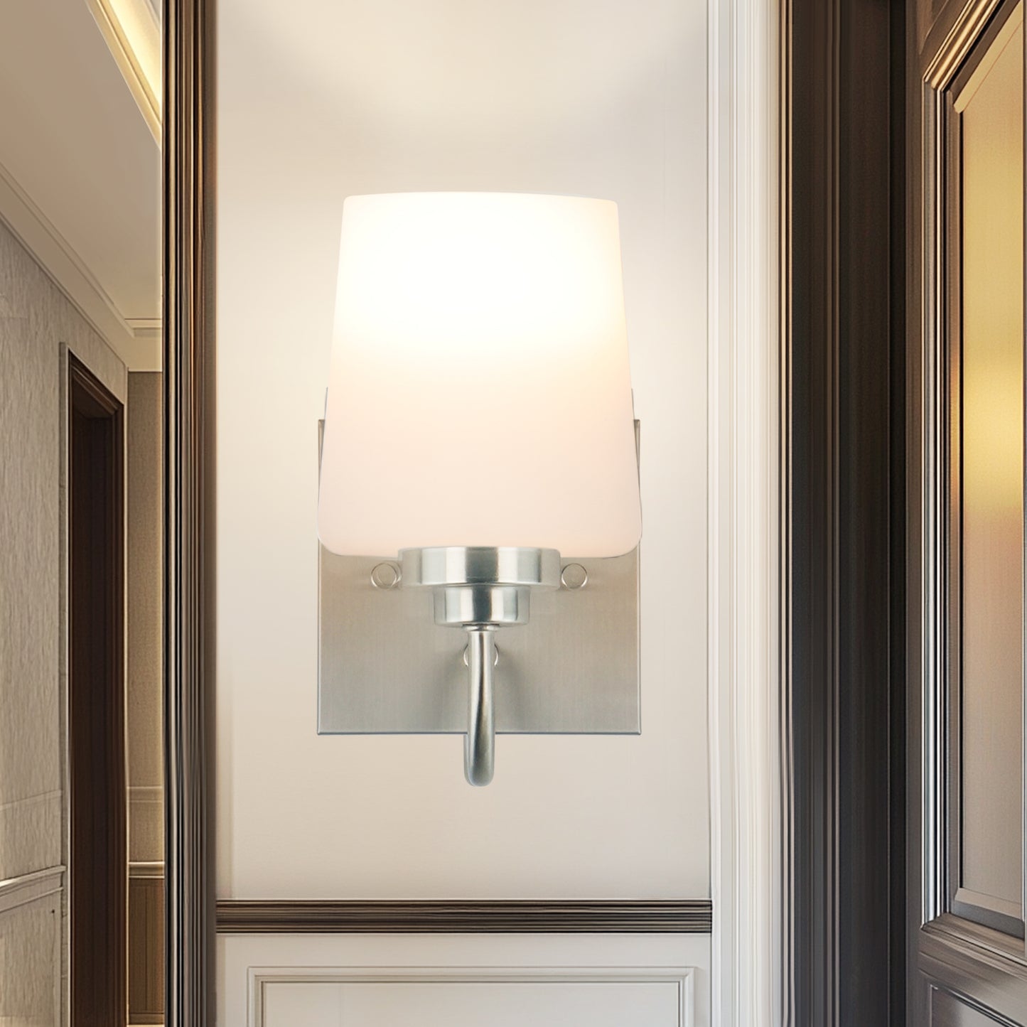 Bathroom Vanity Light Fixture, 1 Light Modern Gold Vanity Lighting Fixture, Lighting Fixture Over Mirror, Wall Sconce with Frosted Glass for Hallway, Bedroom with E26 Socket