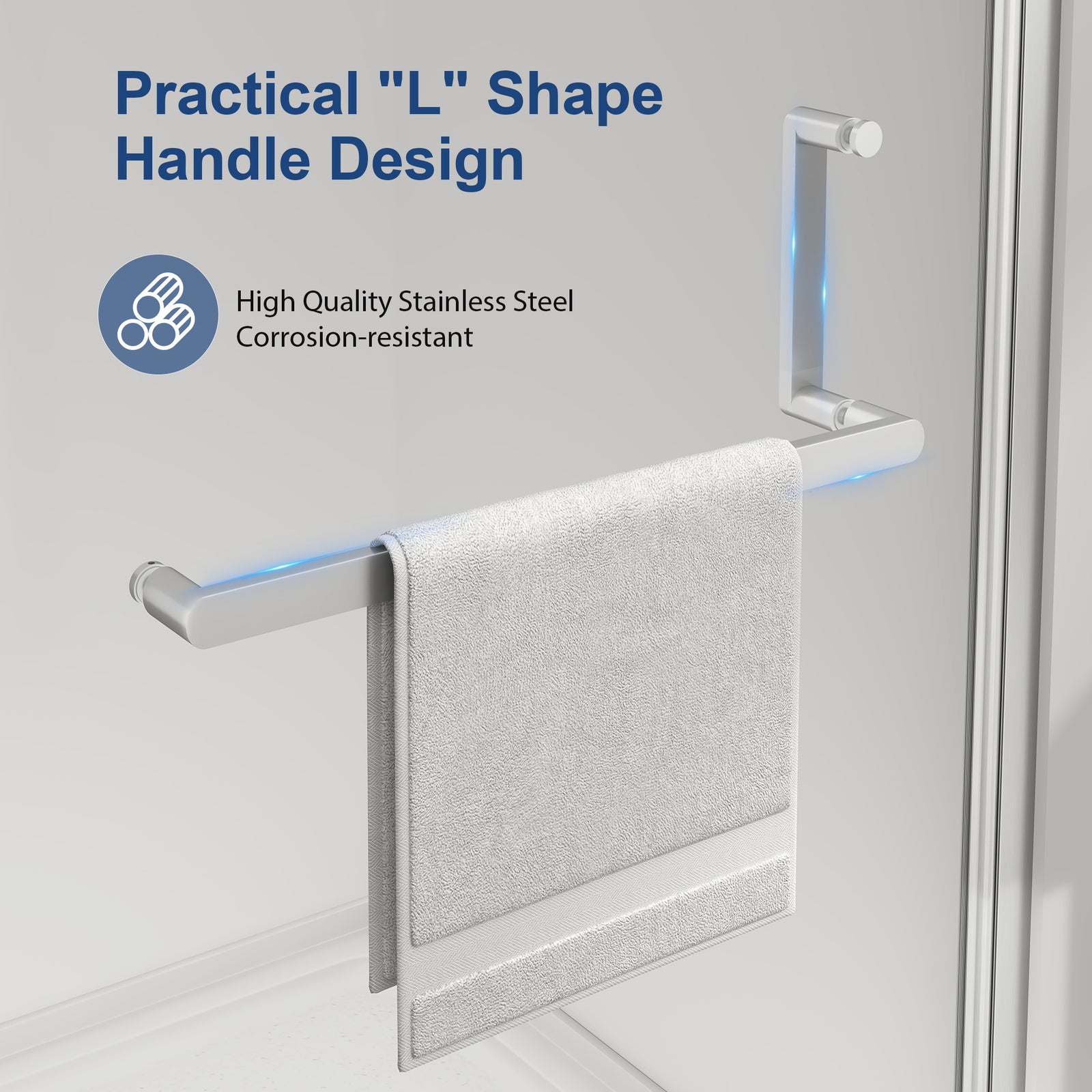 Brushed Nickel Pivot Shower Door, 28–30 in. W x 72 in. H, Frameless Single Swing Glass Shower Door, Model S9301B