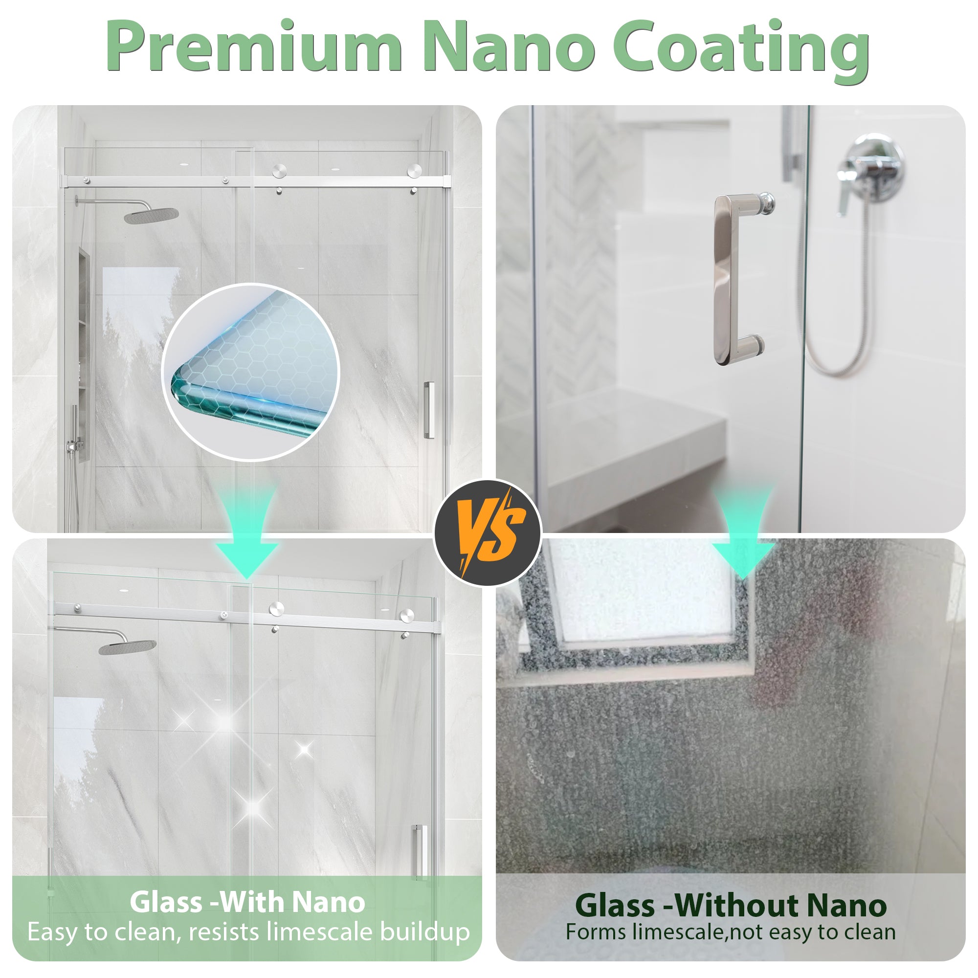 Brushed Nickel Frameless Sliding Bathtub Door, 55-60 in. W x 60 in. H, Model S9711D