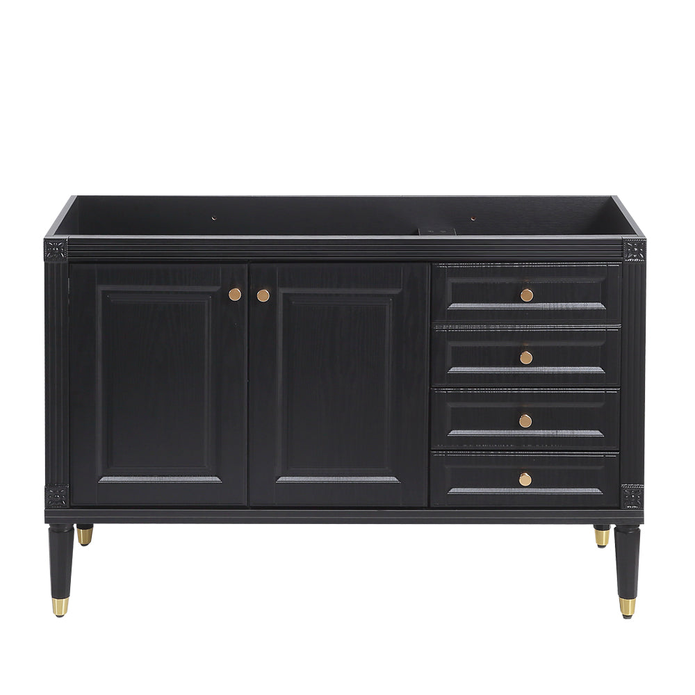 48'' Bathroom Vanity with Top Sink, Bathroom Storage Cabinet with 2 Soft Closing Doors and 3 Drawers, Single Sink Bathroom Vanity. black