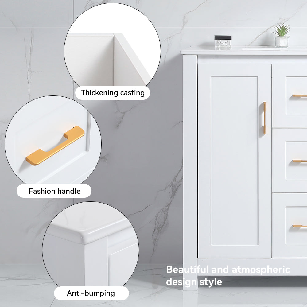 36"White Bathroom Vanity with Single Sink, Combo Cabinet Undermount Sink, Bathroom Storage Cabinet with 2 Doors and 2 Drawer, Soft Closing, Multifunctional Storage