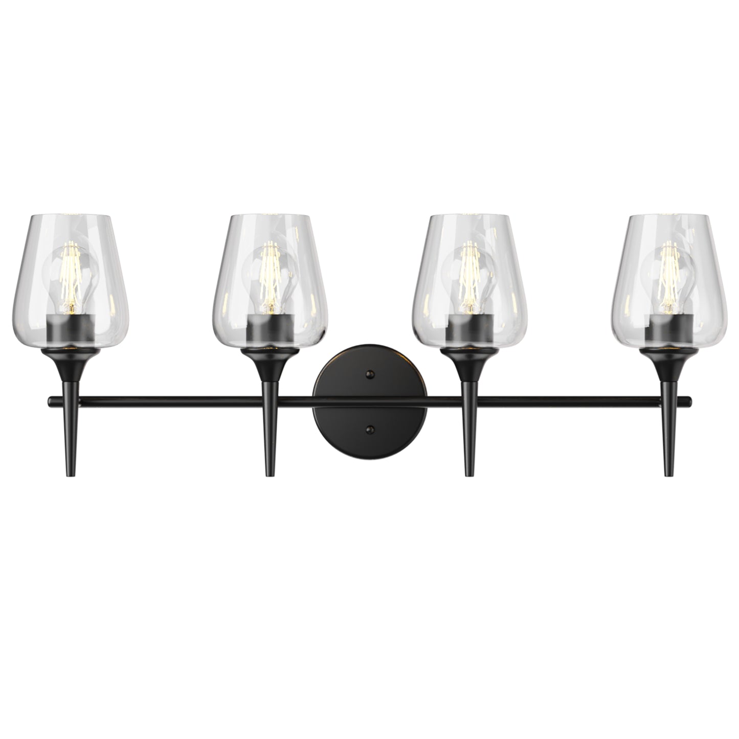 Modern Gold Vanity Lighting Fixture, 4 Light Over Mirror, Wall Lamp with Clear Glass for Bathroom, Hallway, Bedroom with E26 Socket