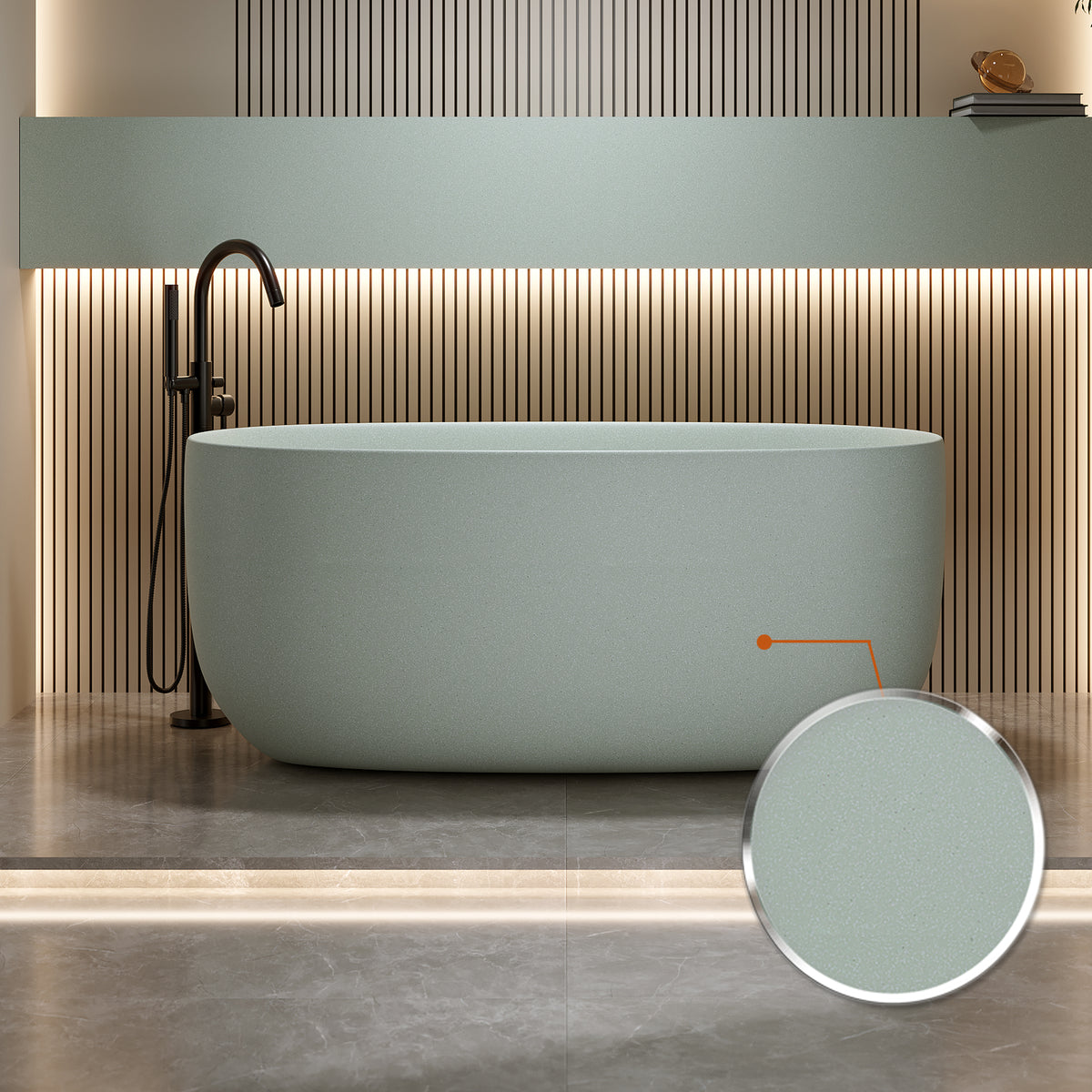 Freestanding Bathtub Resin Stone Soaking Bathtub Solid Surface Modern Tubs with Overflow and Pop-up Drain