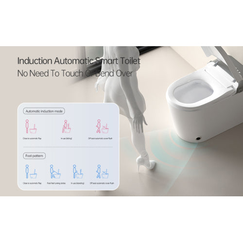 Smart Bidet Toilet with Remote Control.Raised Tankless Toilet with LED Display. Auto Open/AutoHeated. Seat Toilet Bidet with Aromatherapy System.Warm Water And Dry.Off Seat Flush.Foot Sensor.