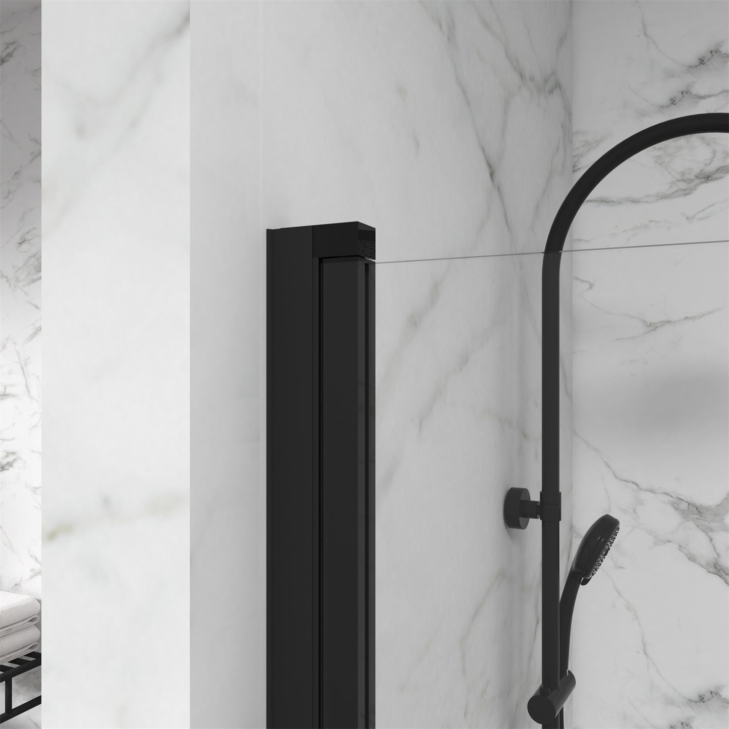 KPUY Goodyo Bathtub Screen Panel Shower Door 180° Pivot, Black