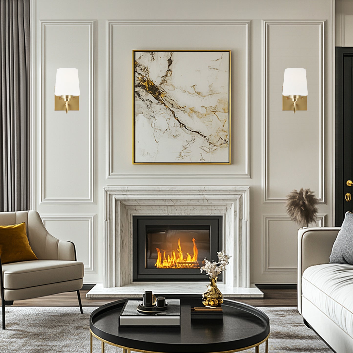 Bathroom Vanity Light Fixture, 1 Light Modern Gold Vanity Lighting Fixture, Lighting Fixture Over Mirror, Wall Sconce with Frosted Glass for Hallway, Bedroom with E26 Socket