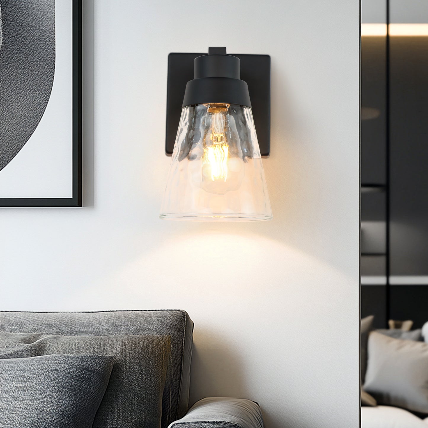 Bedroom light fixture, 1 modern gold vanity light fixture, light fixture above mirror, wall sconce with clear glass, for hallway, bedroom, with E26 socket