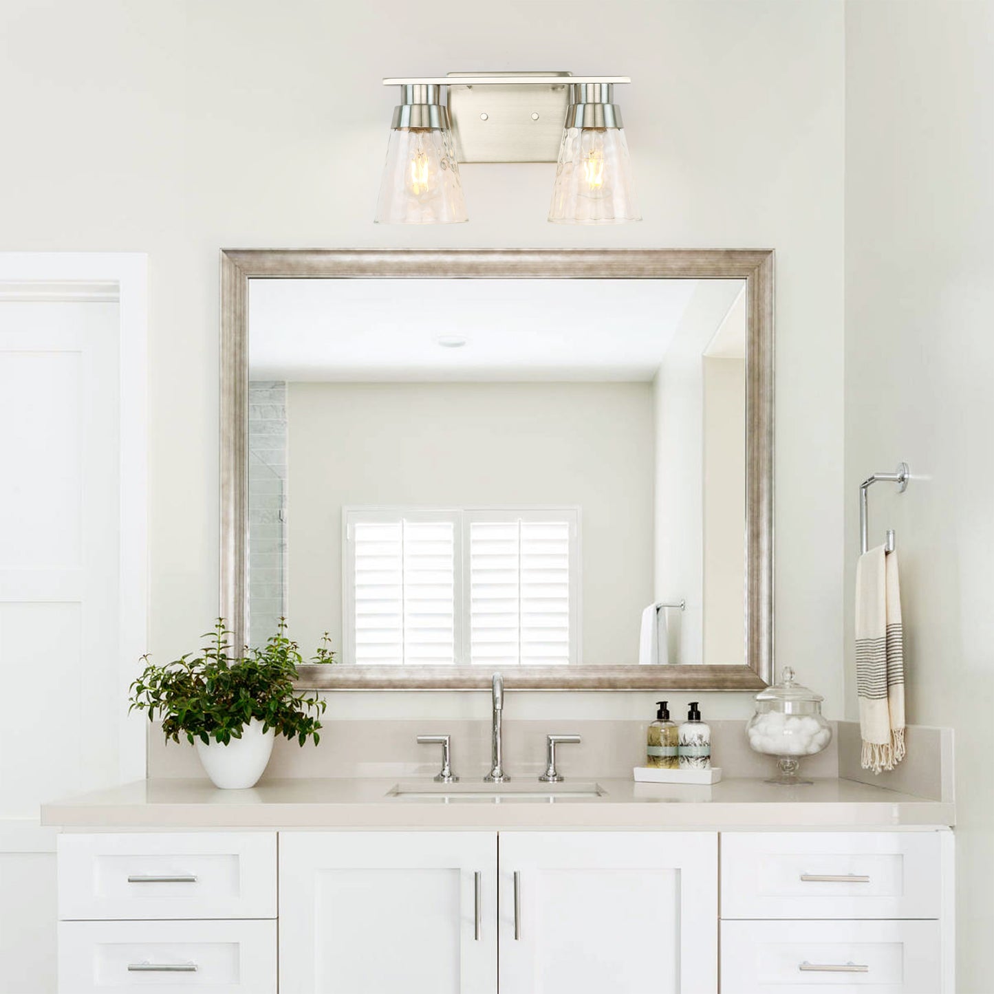 Modern Gold Vanity Lighting Fixture, 2 Lights Above Mirror, Frosted Glass Wall Sconce for Bathroom, Hallway, Bedroom with E26 Socket