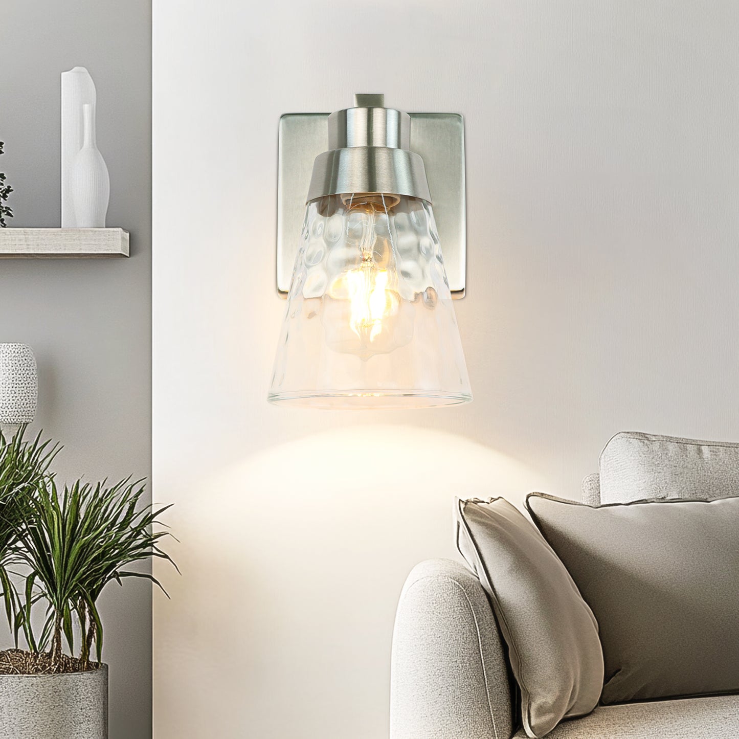 Bedroom light fixture, 1 modern gold vanity light fixture, light fixture above mirror, wall sconce with clear glass, for hallway, bedroom, with E26 socket