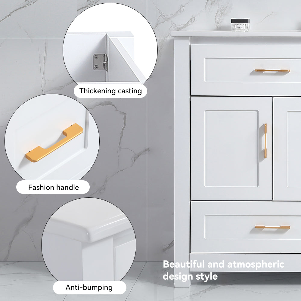 48" White Bathroom Vanity with Ceramic Sink Combo, Abundant Storage Cabinet -4 Soft close doors and 4 drawers