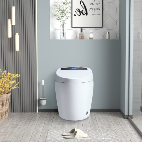 Modern Smart Toilet with Built-in Bidet - Auto Seat Flush & Warm Air Dryer-KPUY