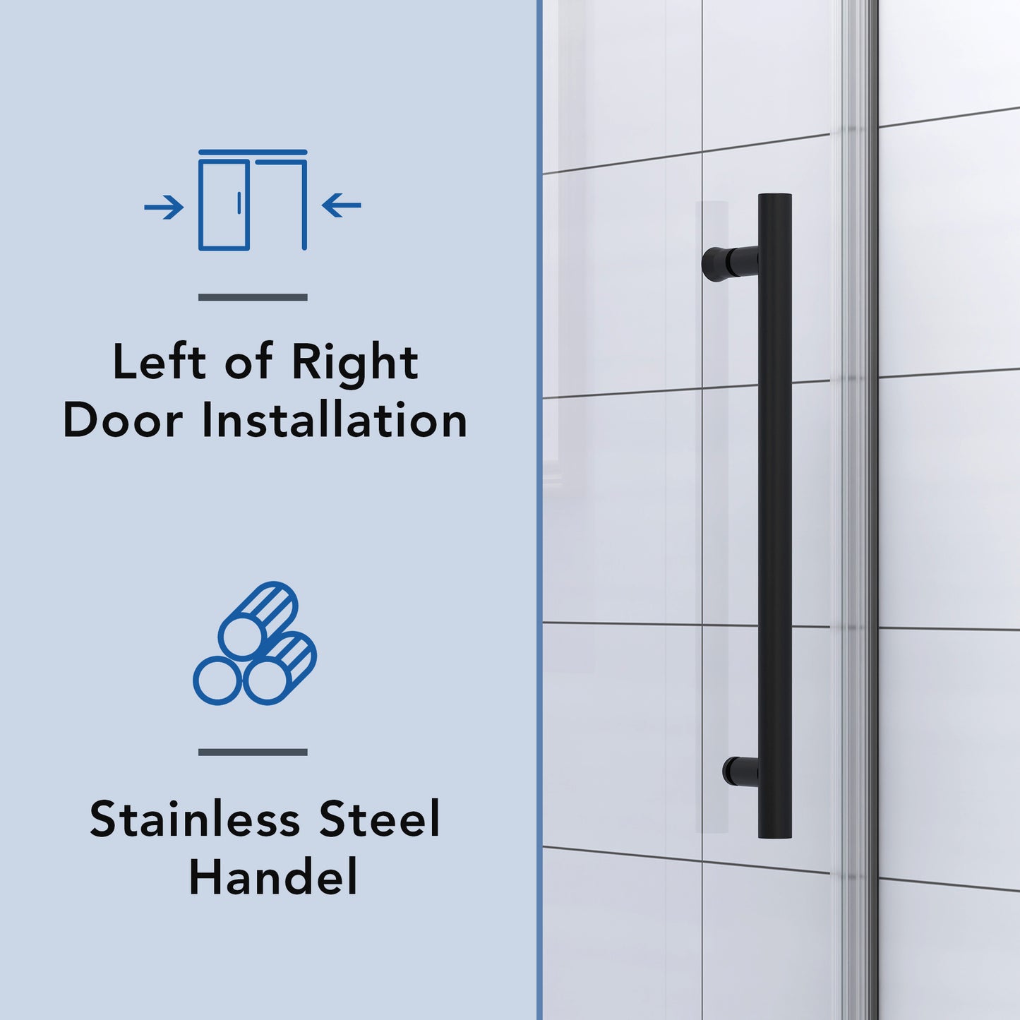 KPUY 9511 Pivot Shower Door, 50-54" W x 74" H Pivot Semi-Frameless Shower Door, 1/4" (6mm) Tempered Glass with Explosion-Proof Film Nano Coating, Stainless Steel Hardware, Matte Black