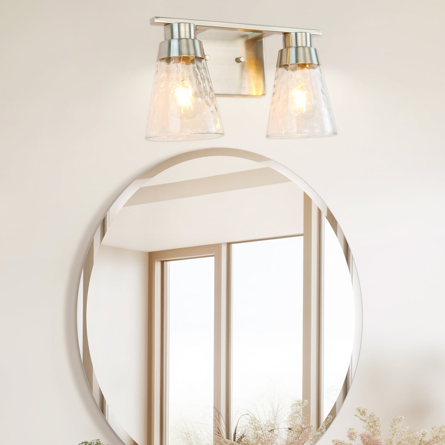 Modern Gold Vanity Lighting Fixture, 2 Lights Above Mirror, Frosted Glass Wall Sconce for Bathroom, Hallway, Bedroom with E26 Socket
