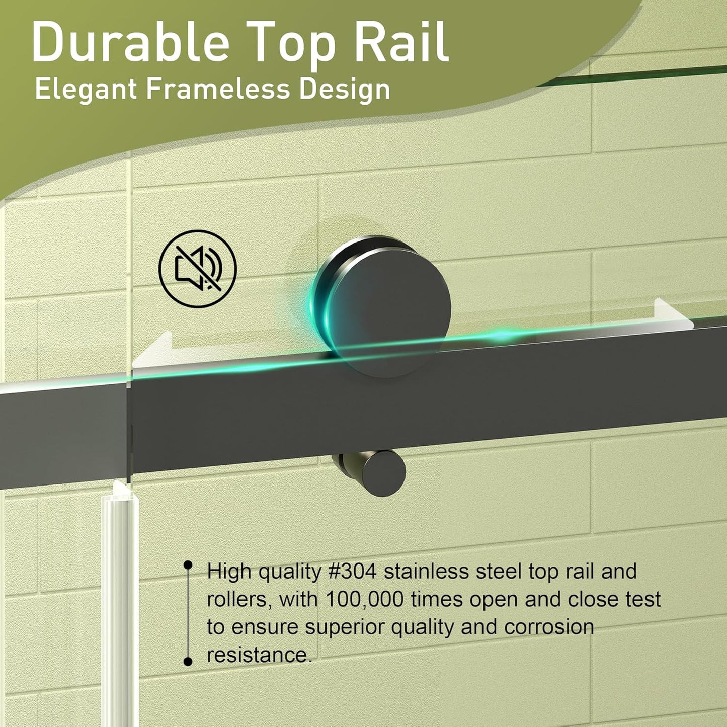 Frameless Shower Door, 50-54" W x 76" H Sliding Glass Shower Door with 1/4" (6mm) Clear Tempered Glass, Reversible Installation, Matte Black