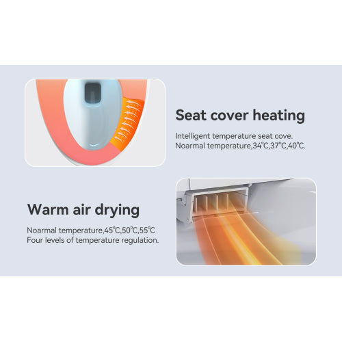 Modern Smart Toilet with Built-in Bidet - Auto Seat Flush & Warm Air Dryer-KPUY