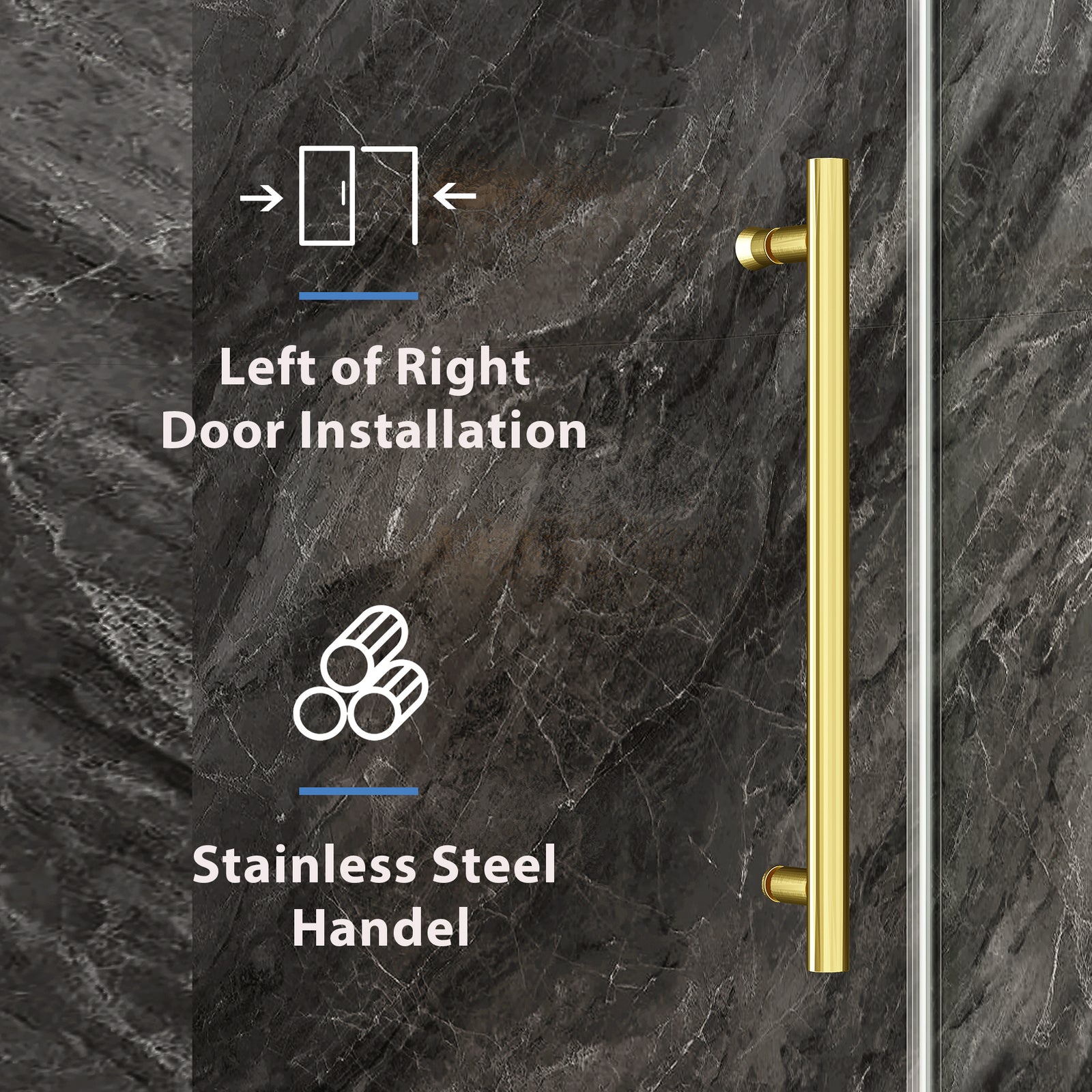 KPUY Frameless Stainless Steel Sliding Bathtub Door, 1/4" Tempered Glass, Brushed Gold – 49–54" & 55–60" W x 60" H
