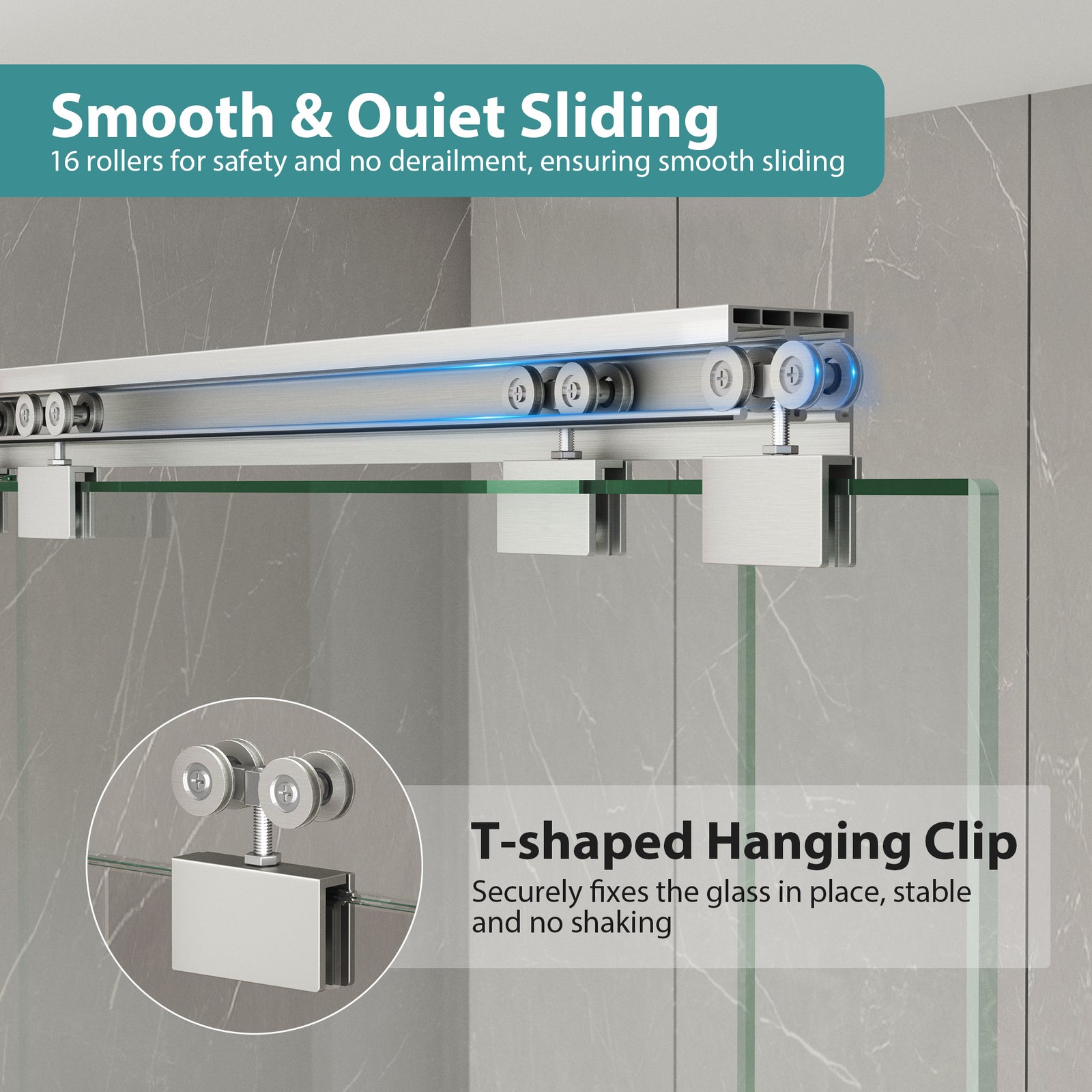 Brushed Nickel Double Sliding Shower Door, Semi-Frameless, 55–60 in. W x 76 in. H, Model S0102