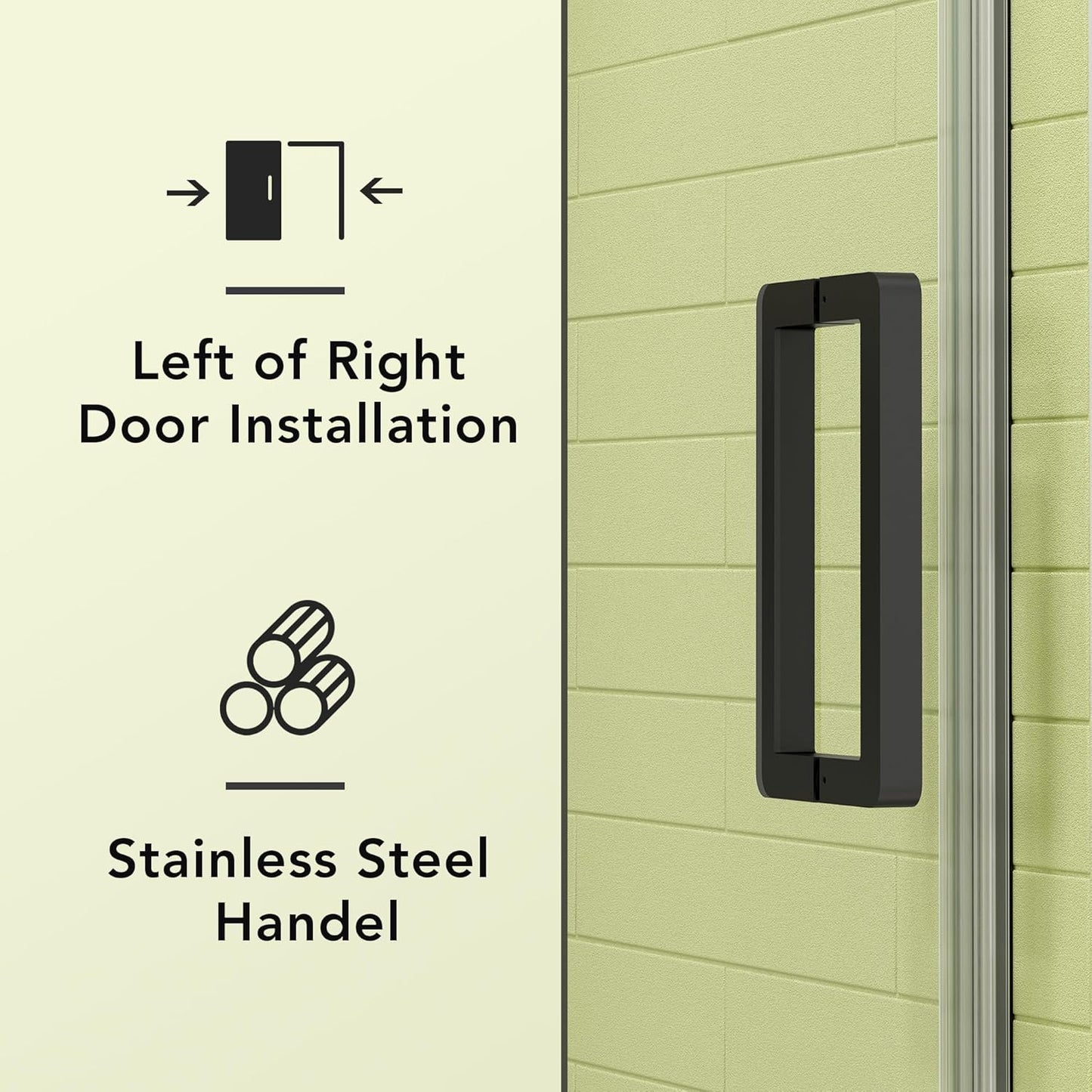 Frameless Shower Door, 50-54" W x 76" H Sliding Glass Shower Door with 1/4" (6mm) Clear Tempered Glass, Reversible Installation, Matte Black