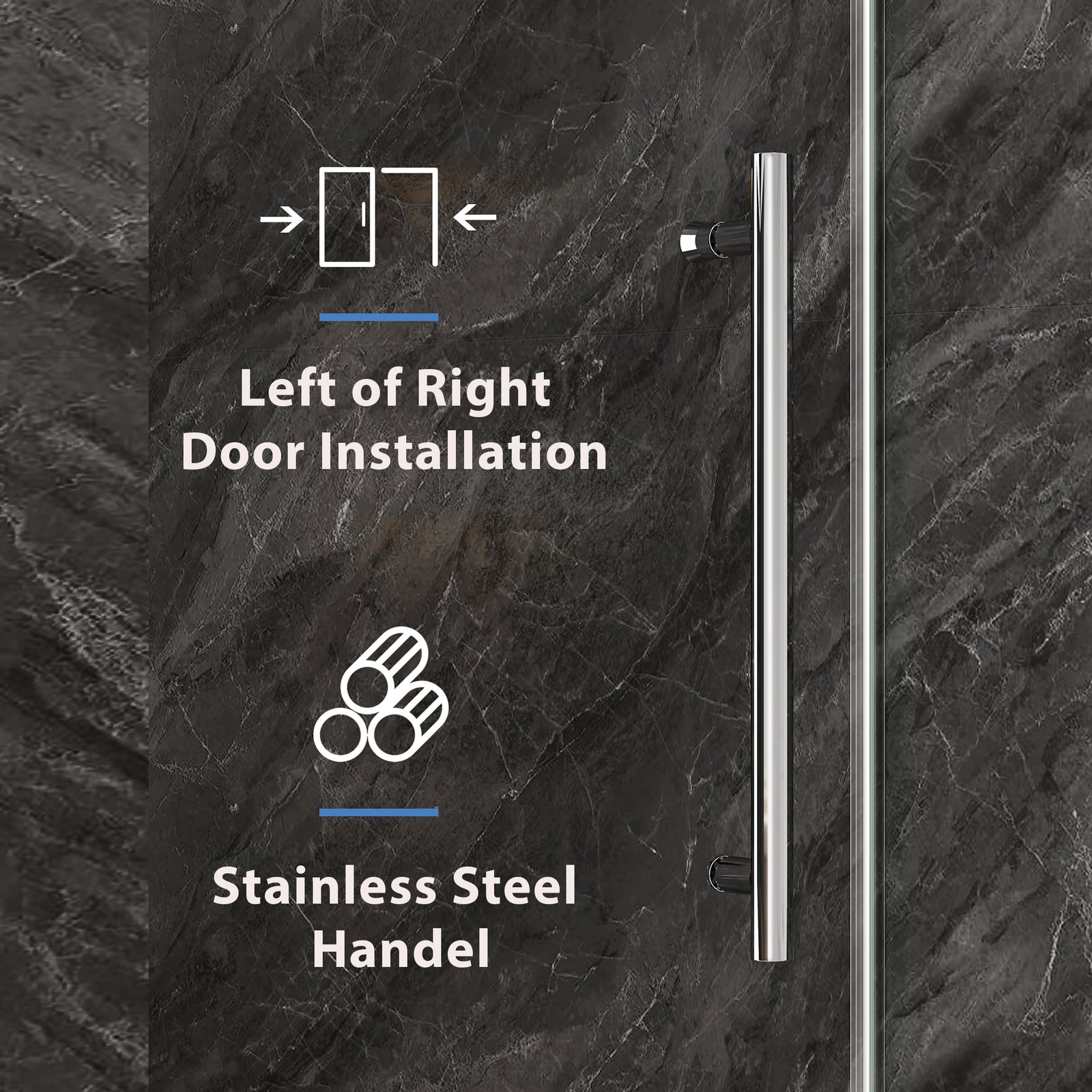 KPUY Frameless Sliding Shower Door, 1/4" Tempered Glass, Chrome – 76" H