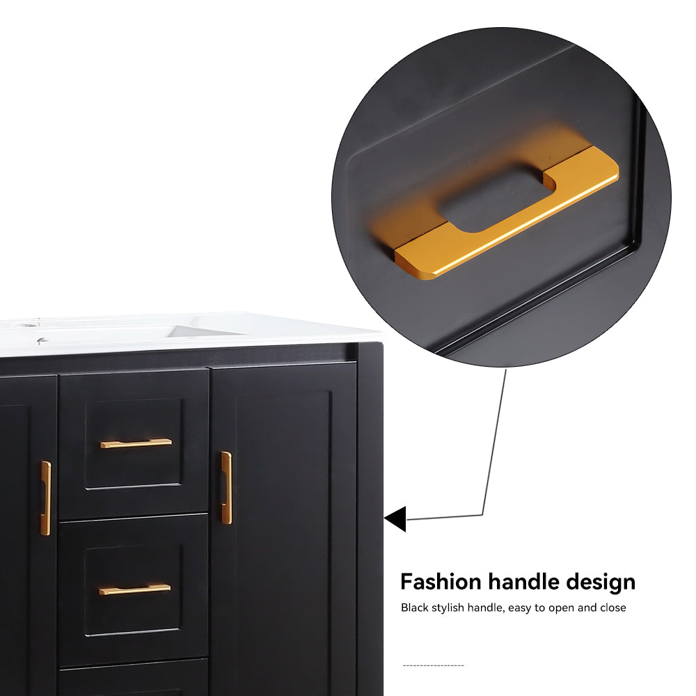 36" Black Bathroom Vanity with Single Sink, Combo Cabinet Undermount Sink, Bathroom Storage Cabinet with 2 Doors and 2 Drawer, Soft Closing, Multifunctional Storage