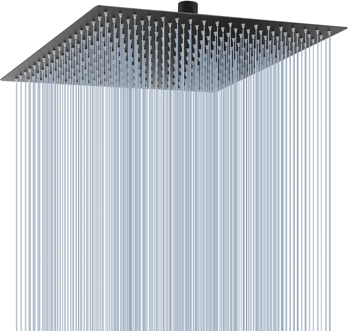 16 Inch Oversize Stainless Steel Rain Shower Head - Matte Black High Pressure Shower Head, Square Rainfall Showerhead - Waterfall Full Body Coverage - Universal Ceiling or Wall Mount