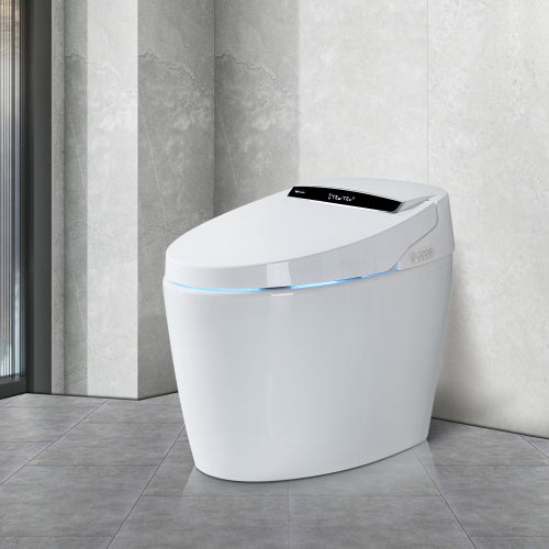 Modern Smart Toilet with Built-in Bidet - Auto Seat Flush & Warm Air Dryer-KPUY
