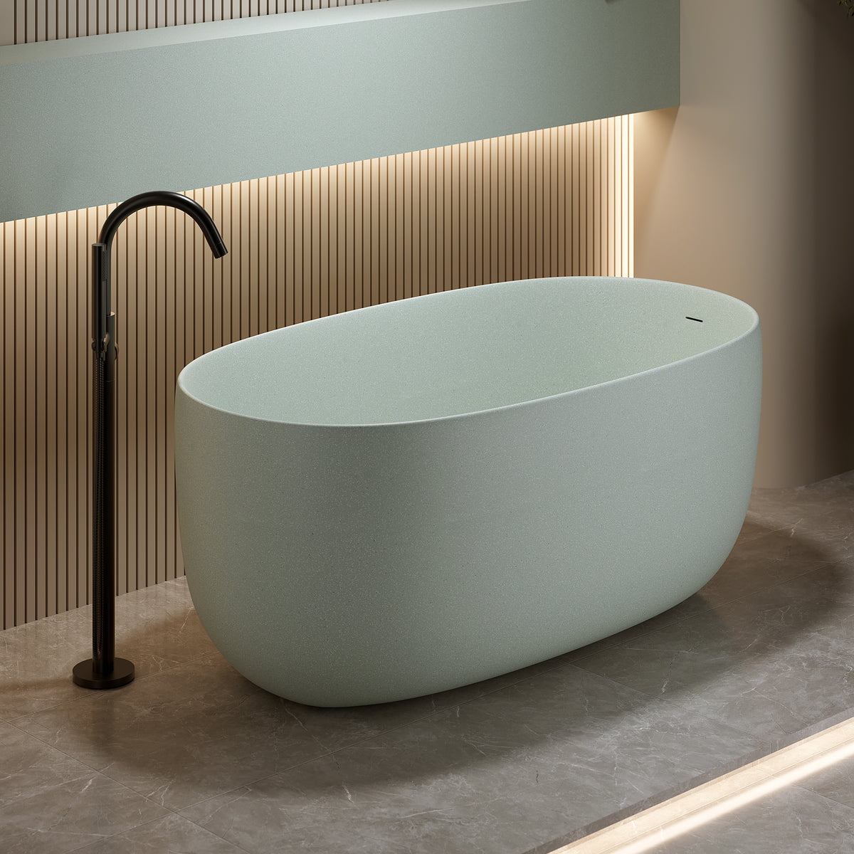 Freestanding Bathtub Resin Stone Soaking Bathtub Solid Surface Modern Tubs with Overflow and Pop-up Drain