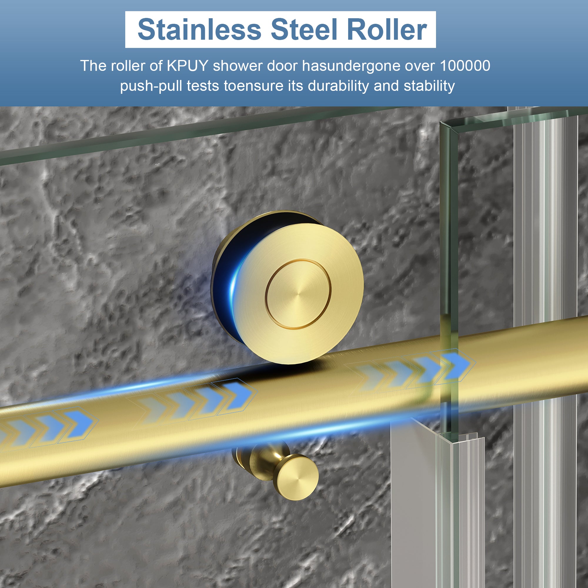 Brushed Gold Sliding Shower Door, Semi-Frameless, 55–60 in. W x 76 in. H, Model S9811B