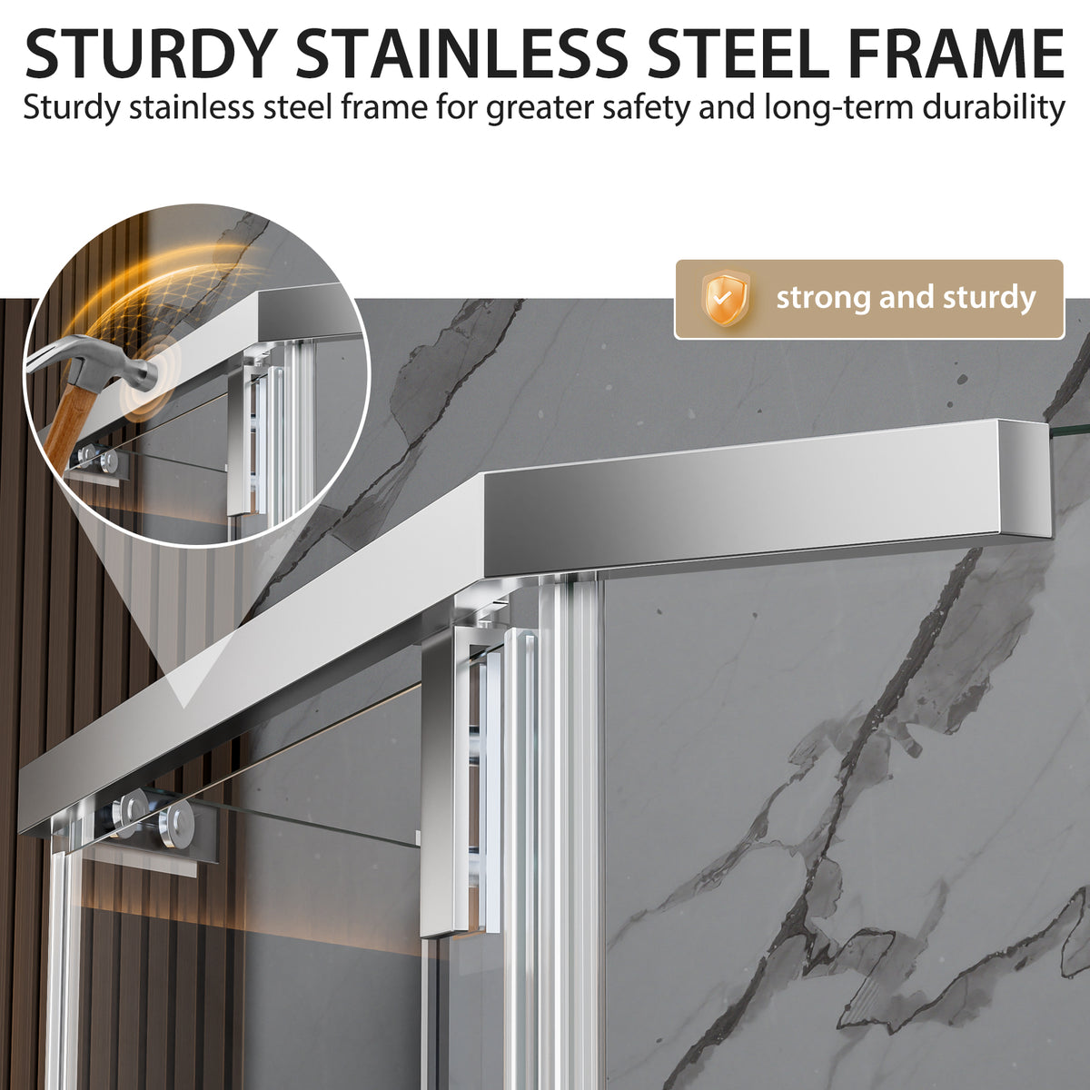 36"D X 36"W X 72"H Neo-Angle Shower Door, Corner Shower Door, 1/4" Tempered Glass With Explosion-Proof Film, Chrome Stainless Steel Frame