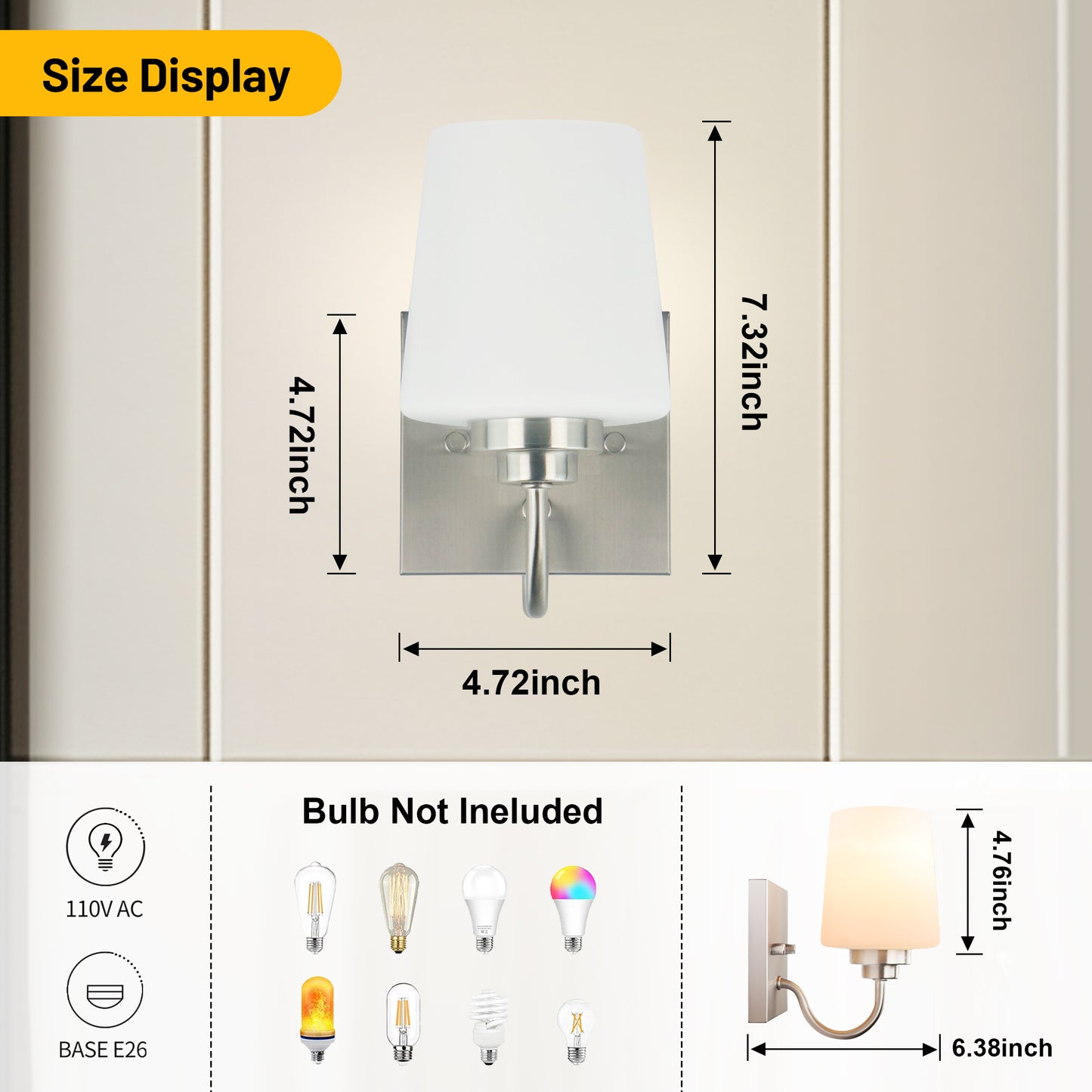 Bathroom Vanity Light Fixture, 1 Light Modern Gold Vanity Lighting Fixture, Lighting Fixture Over Mirror, Wall Sconce with Frosted Glass for Hallway, Bedroom with E26 Socket